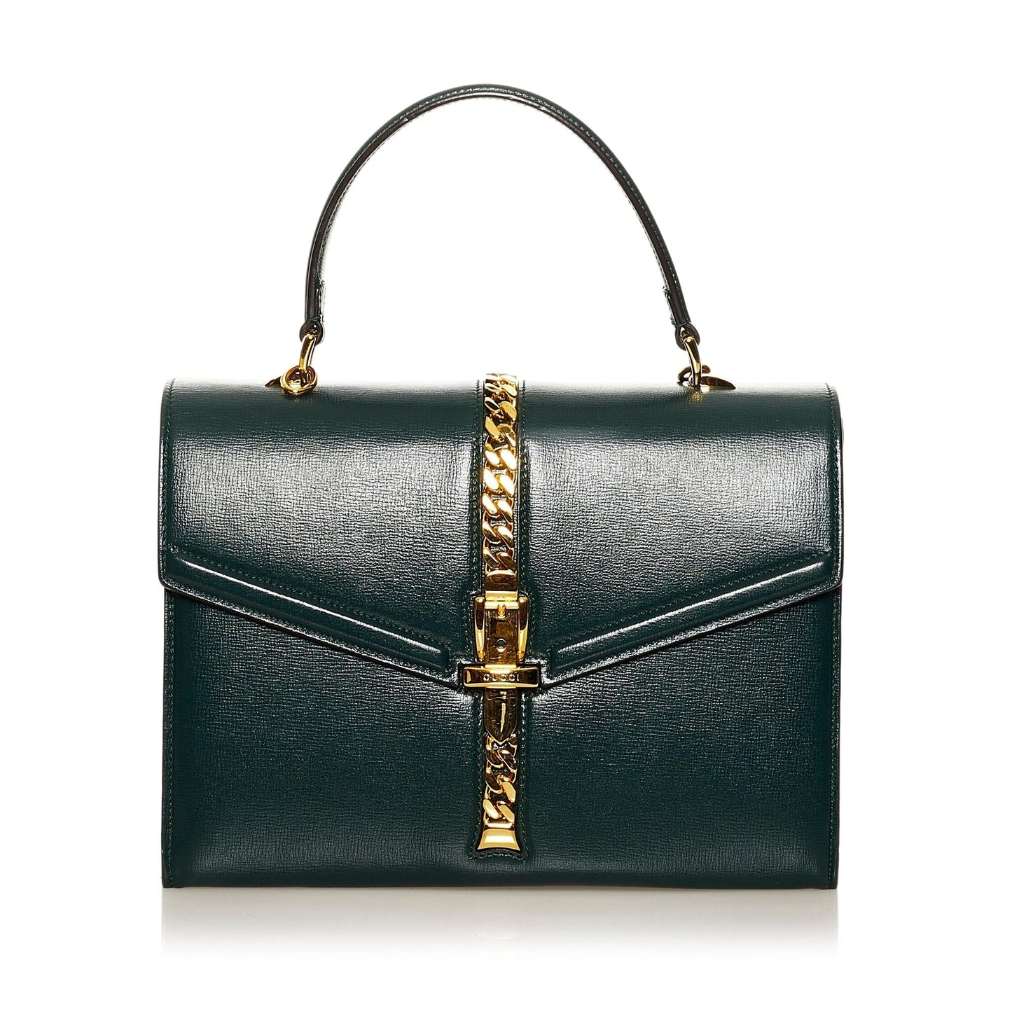 Gucci Sylvie SHG-wXrkS4 Leather Calf Green Satchel Bag