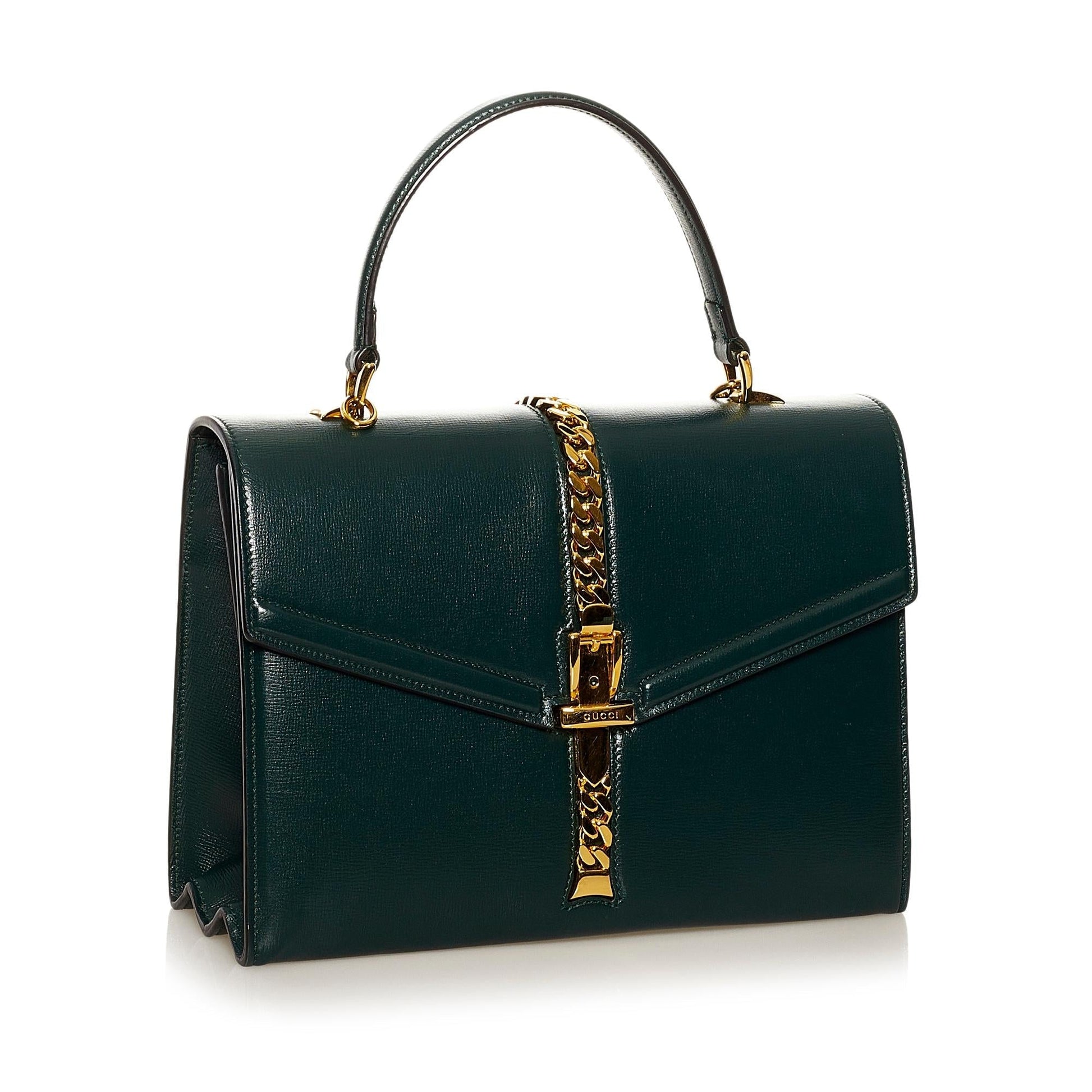 Gucci Sylvie SHG-wXrkS4 Leather Calf Green Satchel Bag