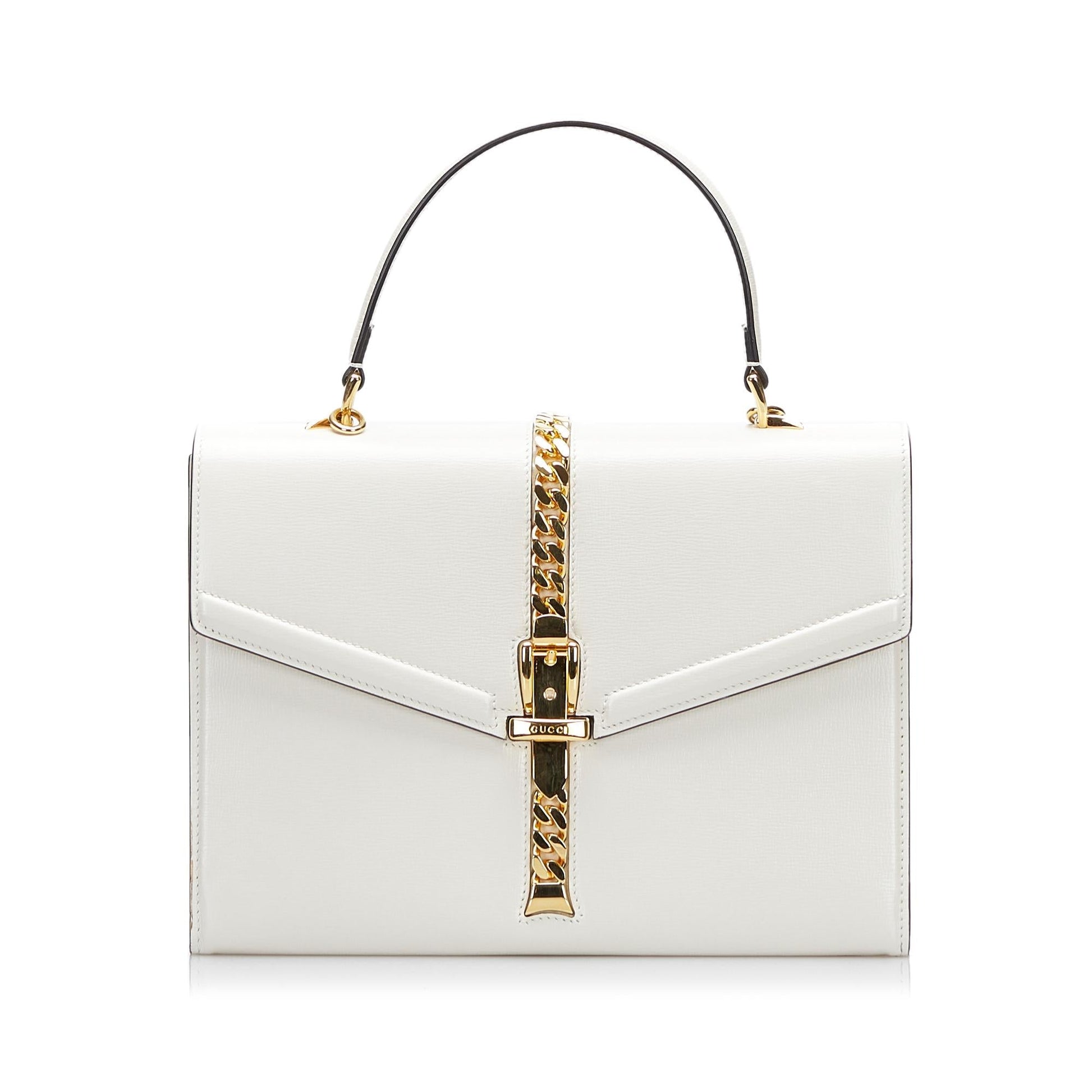 Gucci Sylvie SHG-XLLZGR Leather Calf White Satchel Bag