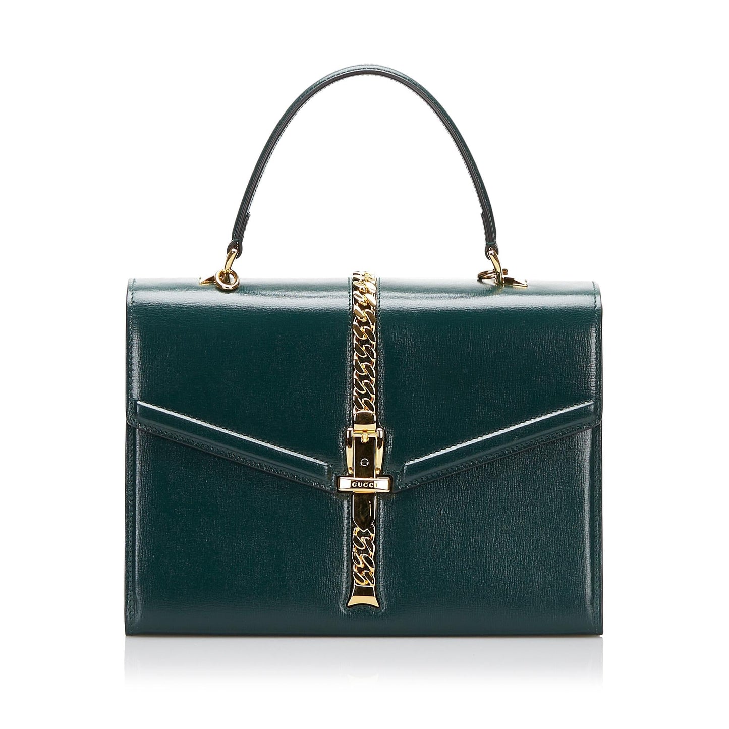 Gucci Sylvie SHG-oTxS9k Calf Green Satchel Bag