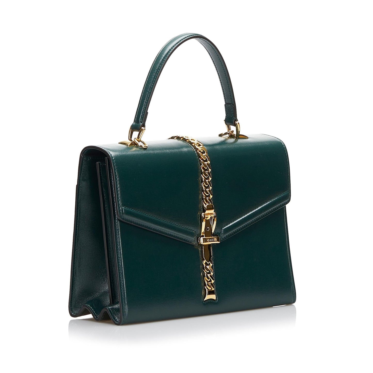 Gucci Sylvie SHG-oTxS9k Calf Green Satchel Bag