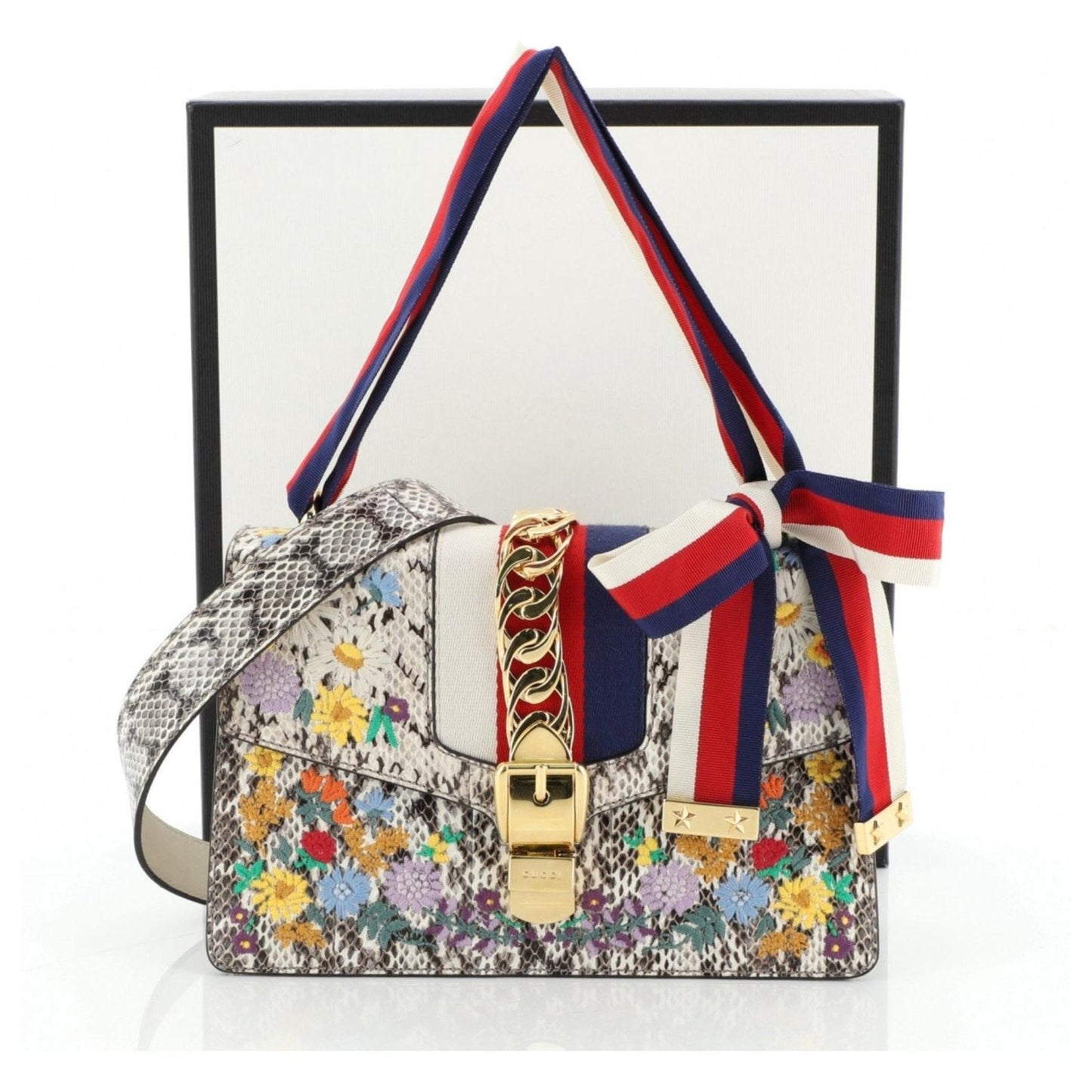 Gucci SYLVIE FLORAL -HS Python Shoulder Bag