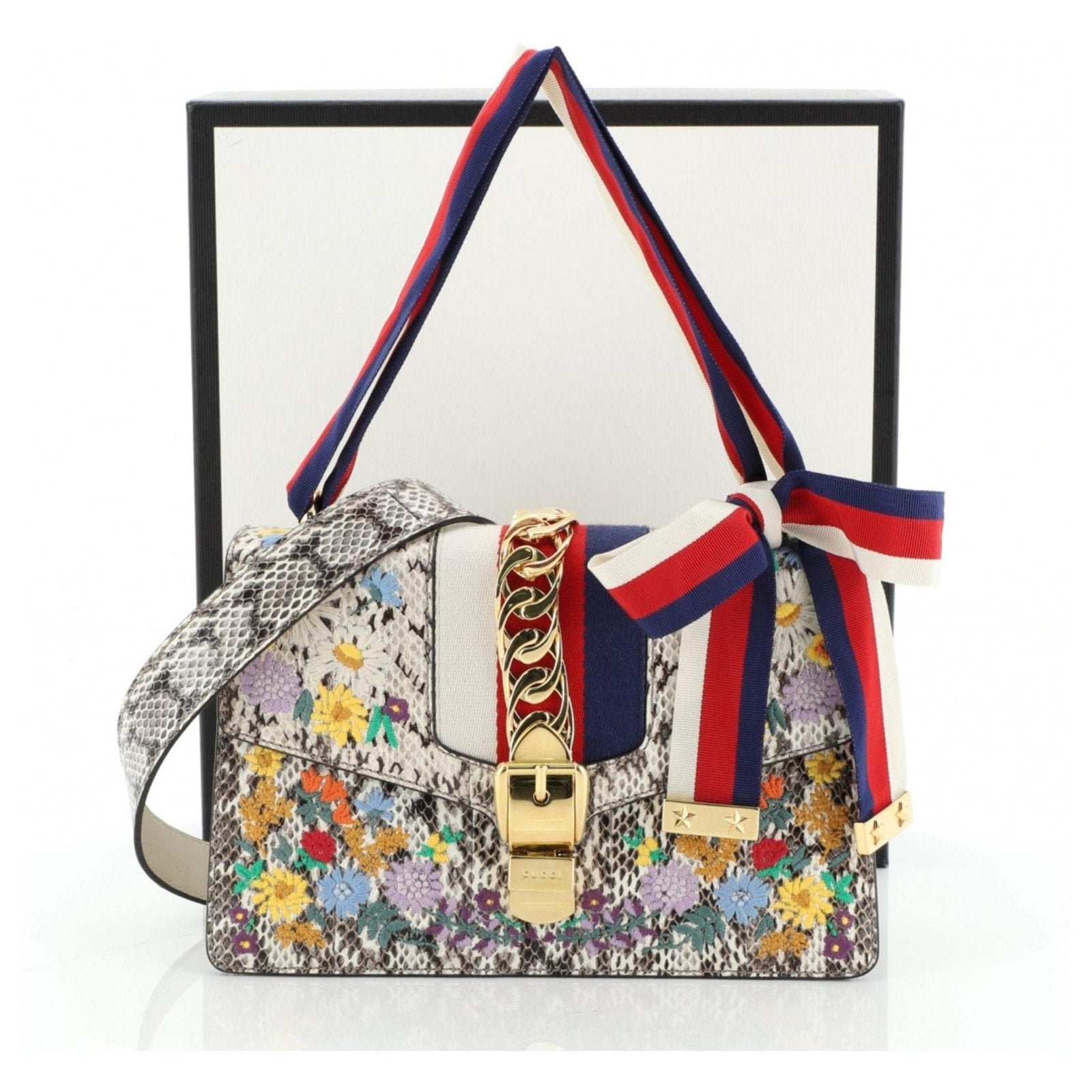 Gucci SYLVIE FLORAL -HS Python Shoulder Bag
