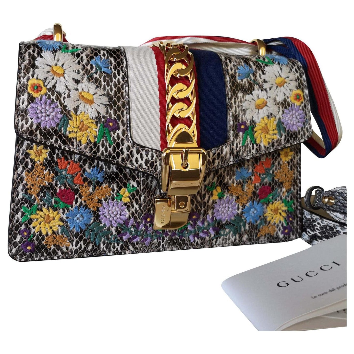 Gucci SYLVIE FLORAL -HS Python Shoulder Bag