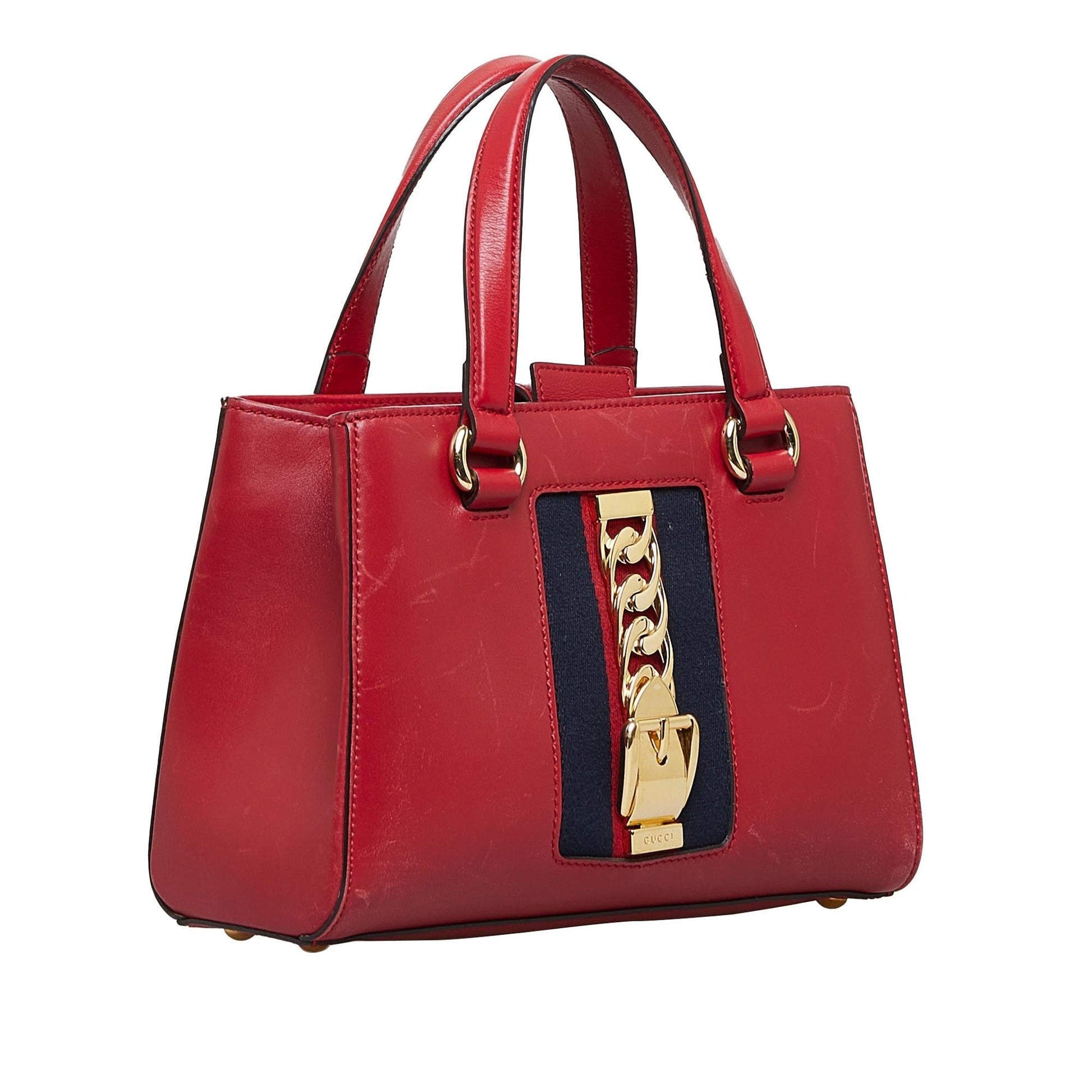 Gucci Sylvie SHG-Bv5h3B Calf Red Satchel Bag