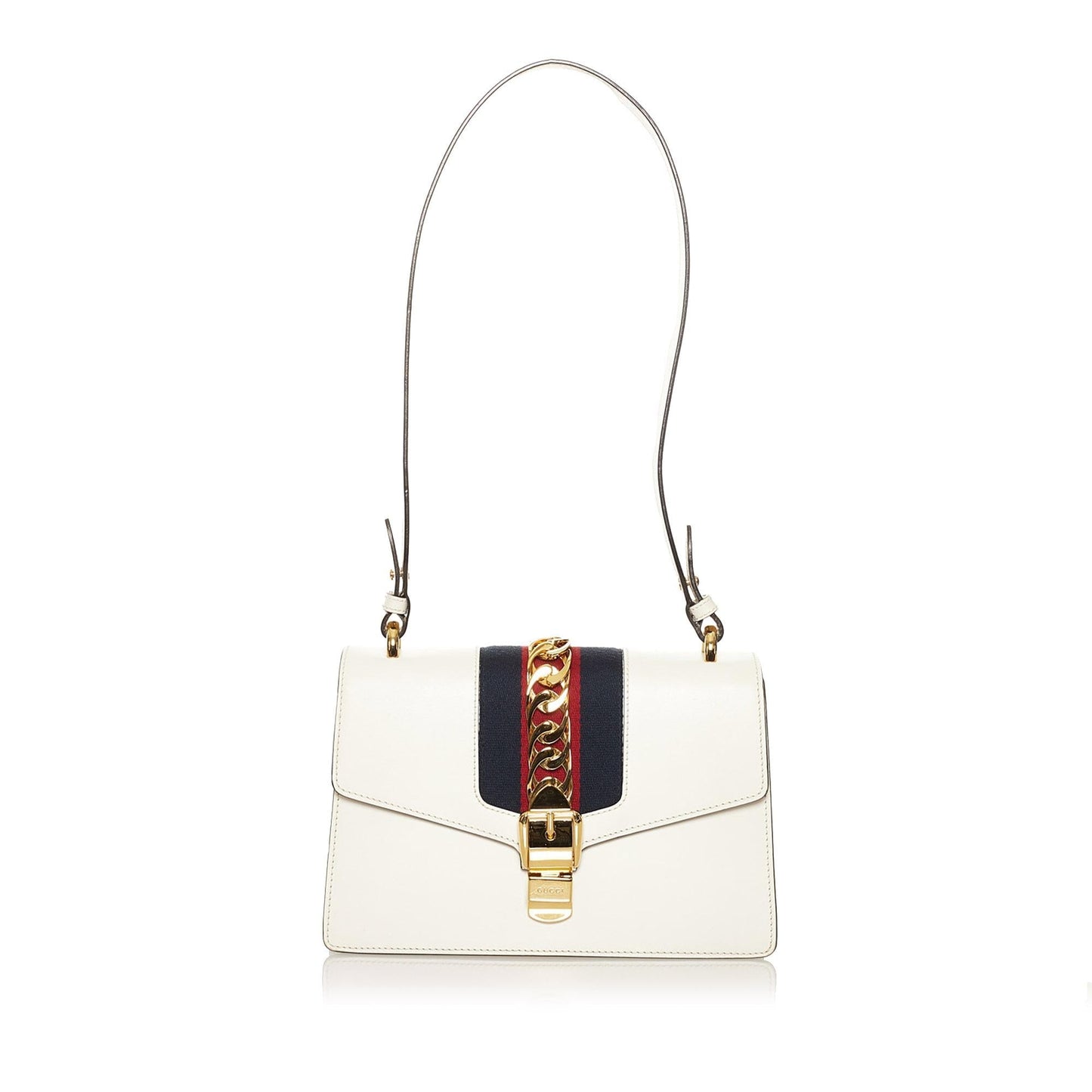 Gucci Sylvie SHG Calf White Shoulder Bag