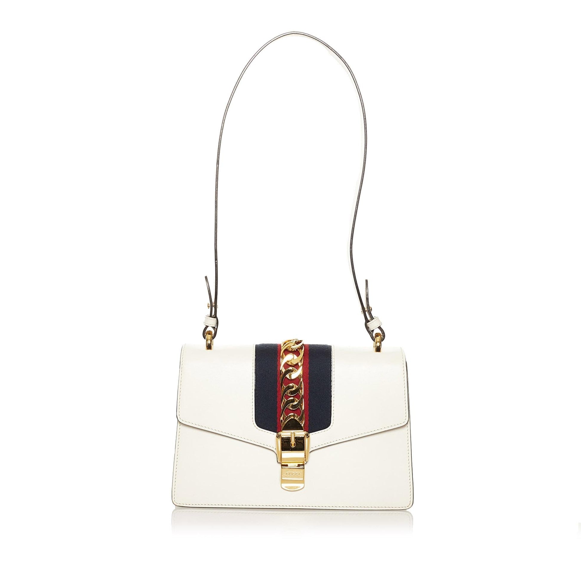 Gucci Sylvie SHG Calf White Shoulder Bag