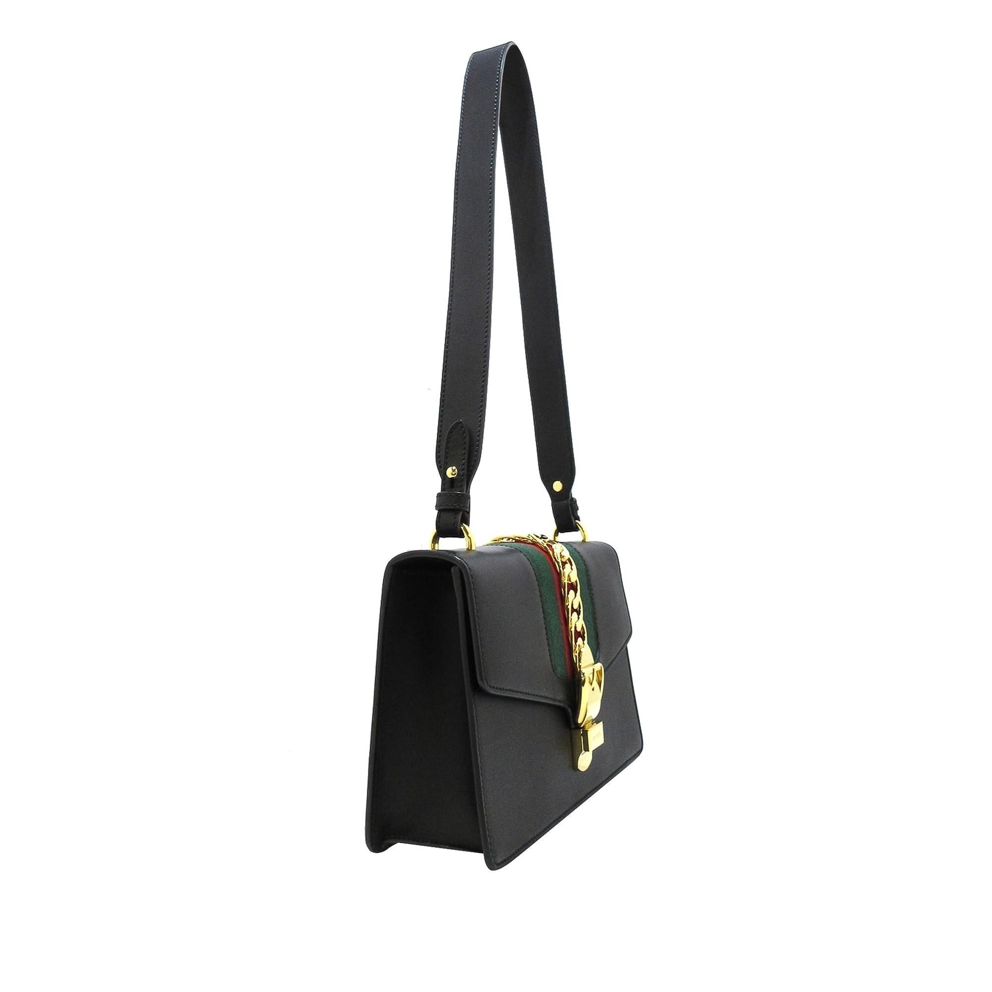 Gucci Sylvie SHG-exQkPs Calf Black Shoulder Bag