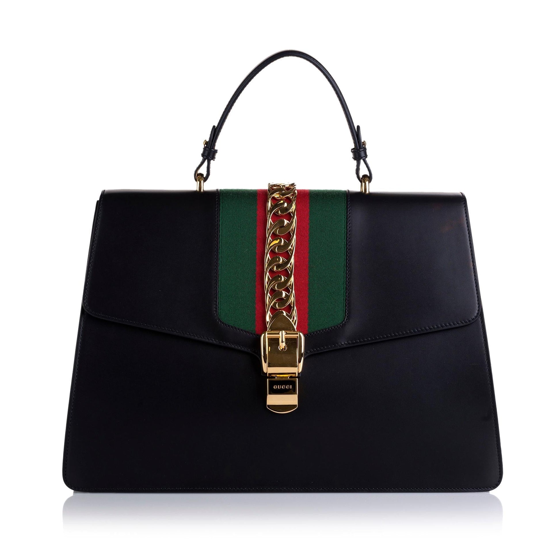 Gucci Sylvie Web SHG-Kf Ug Calf Black Satchel Bag