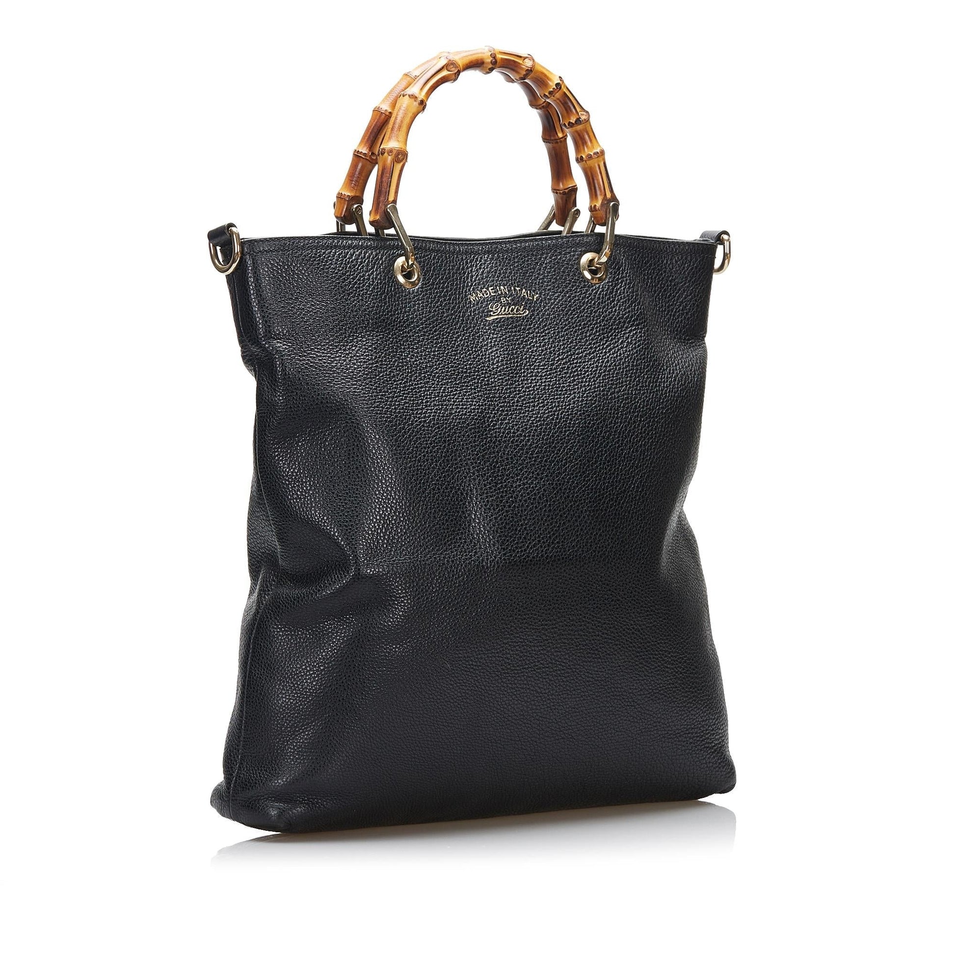 Gucci Tall Bamboo Shopper SHG-niUYGq Calf Black Satchel Bag