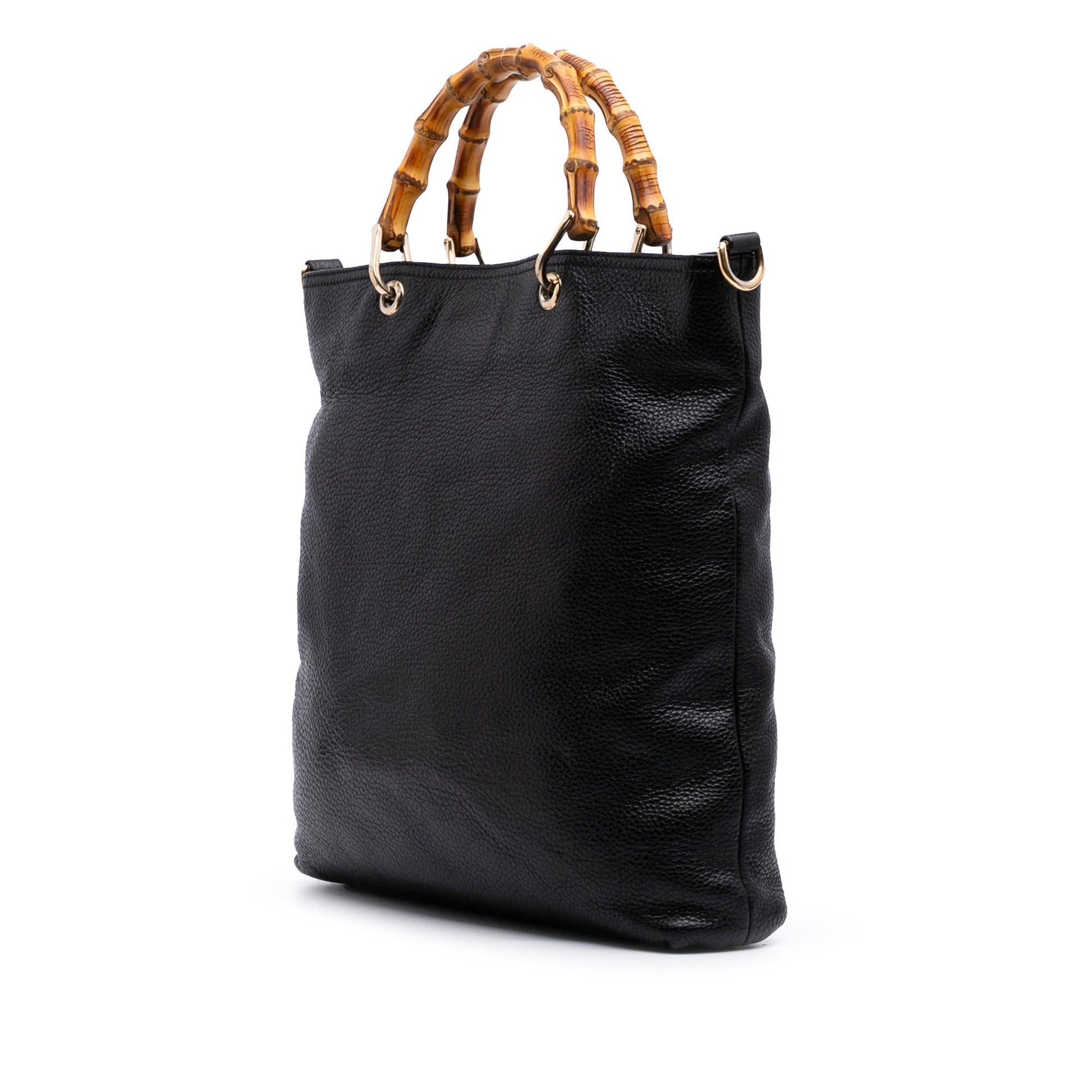 Gucci Tall Bamboo Shopper Leather Calf Black Tote Bag Tote 3