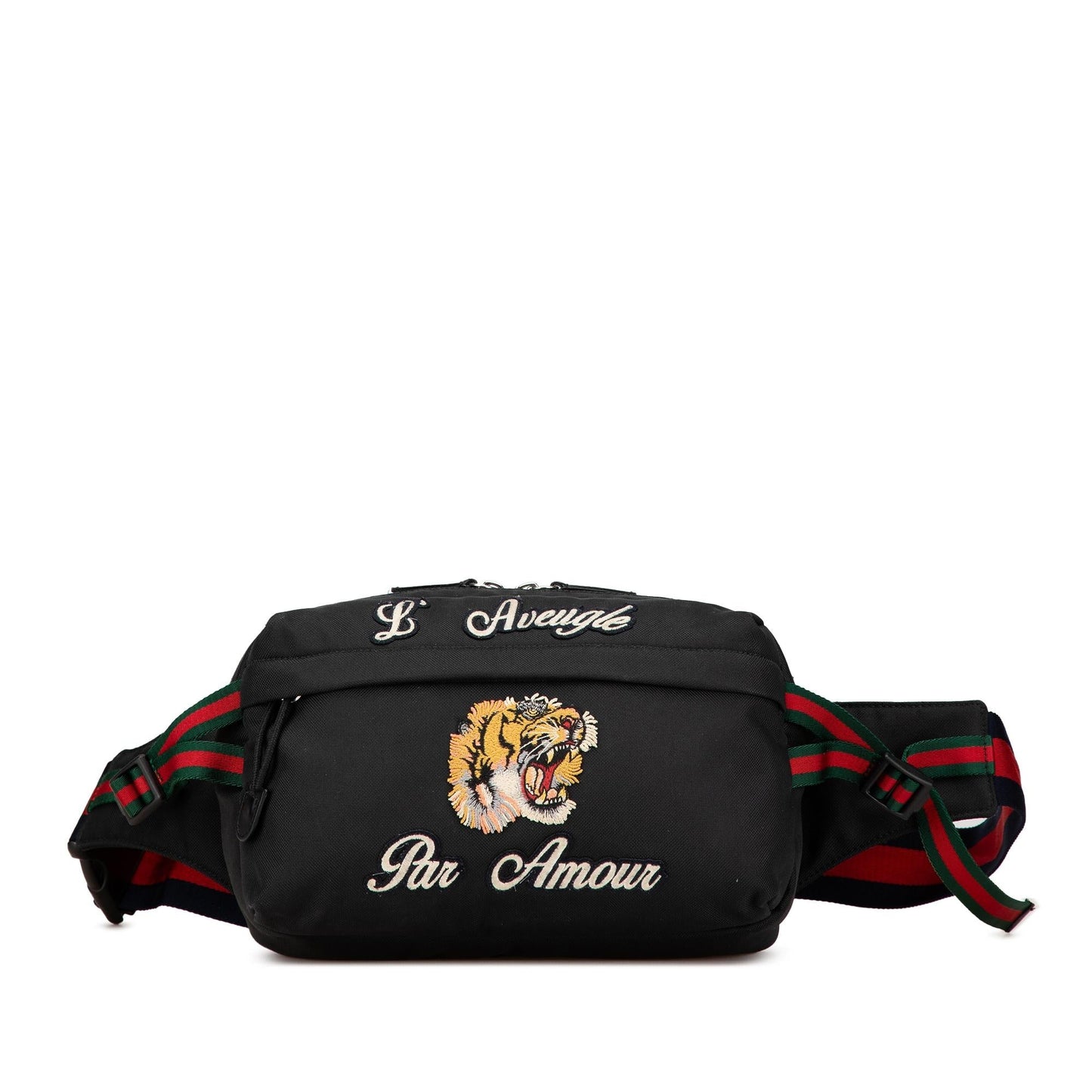 Gucci Techno Web L Aveugle Par Canvas Black Accessory Belt Bag