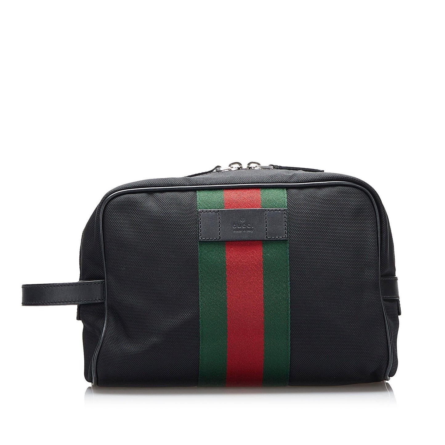 Gucci Techno Web SHG- sl22 Nylon Calf Black Clutch Bag