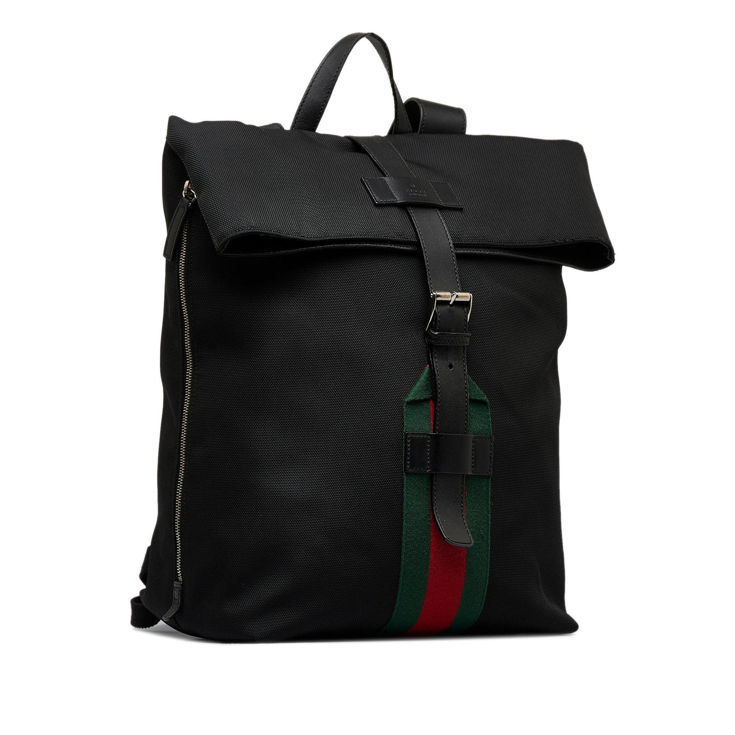 Gucci Techno Web Fold Over Backpack Canvas Black Shg Mlgr7B