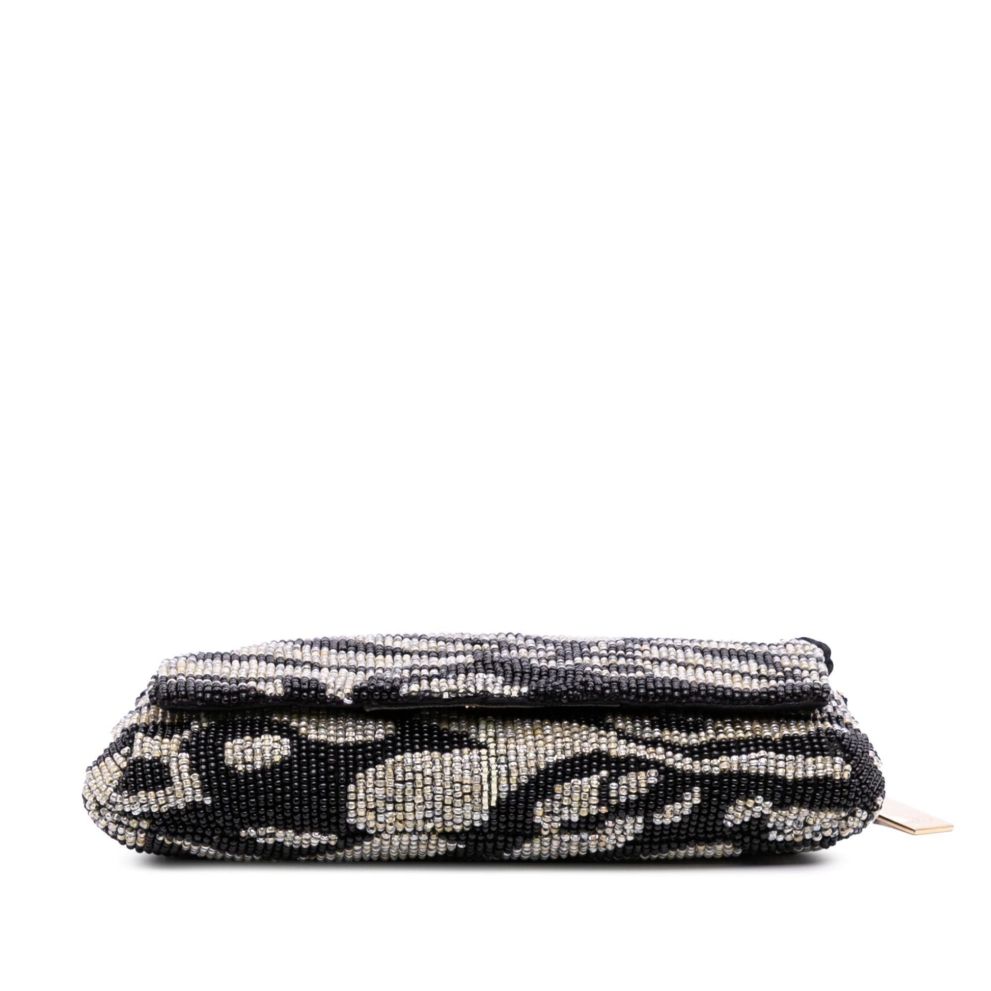 Gucci Tom Ford Zebra Beaded Satin Shoulder Bag