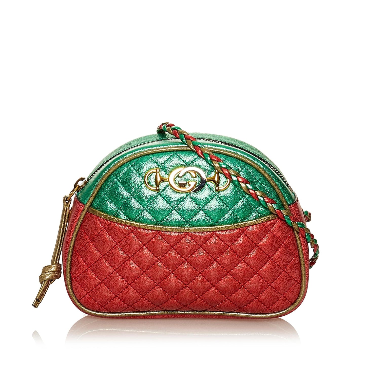Gucci Trapuntata SHG Leather Calf Red Green Crossbody Bag