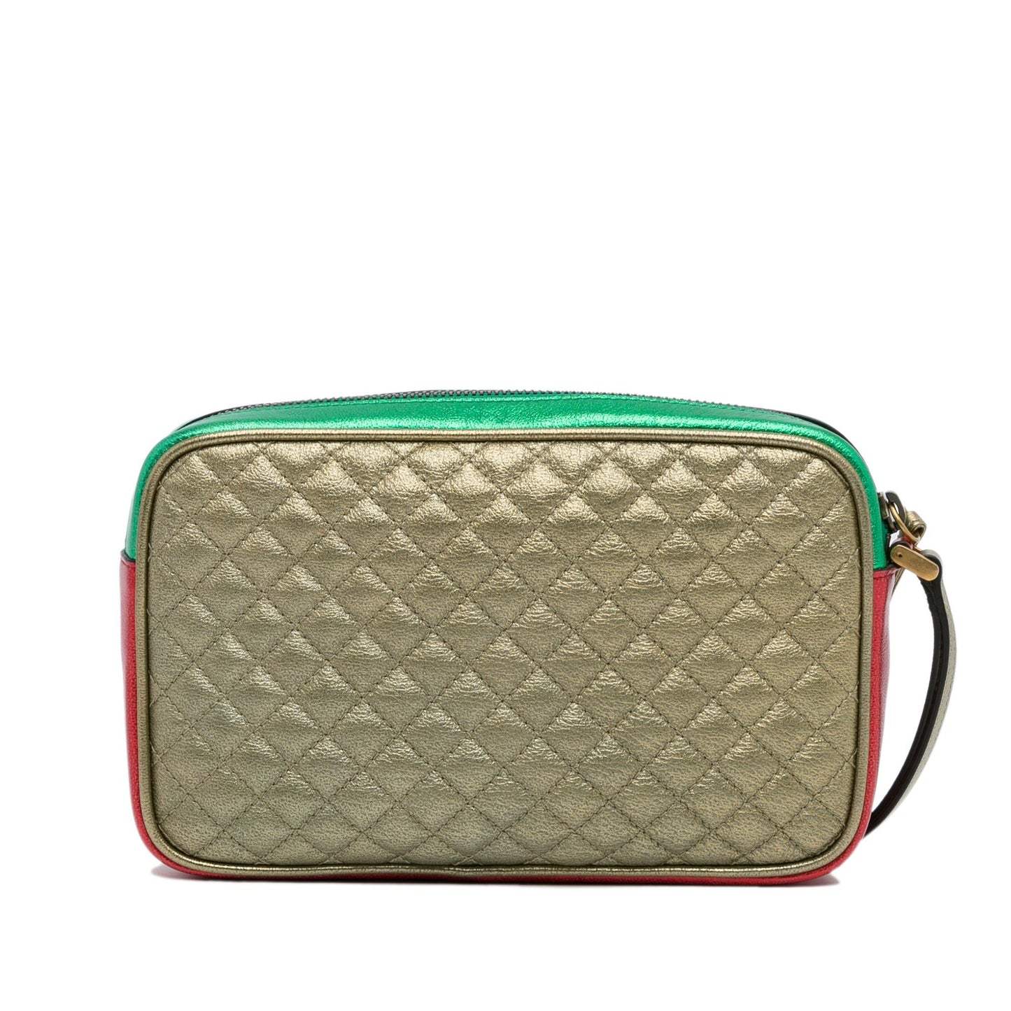 Gucci Trapuntata Wristlet SHG-g19eZv Calf Red Green Clutch Bag