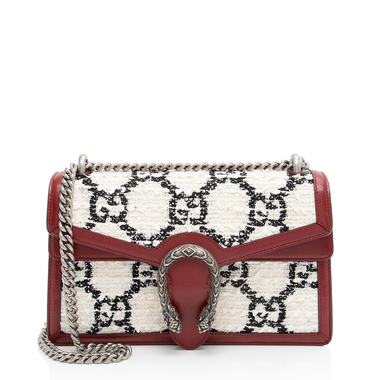Gucci Tweed Dionysus SHF-O91qbW Leather White Red Small Shoulder Bag