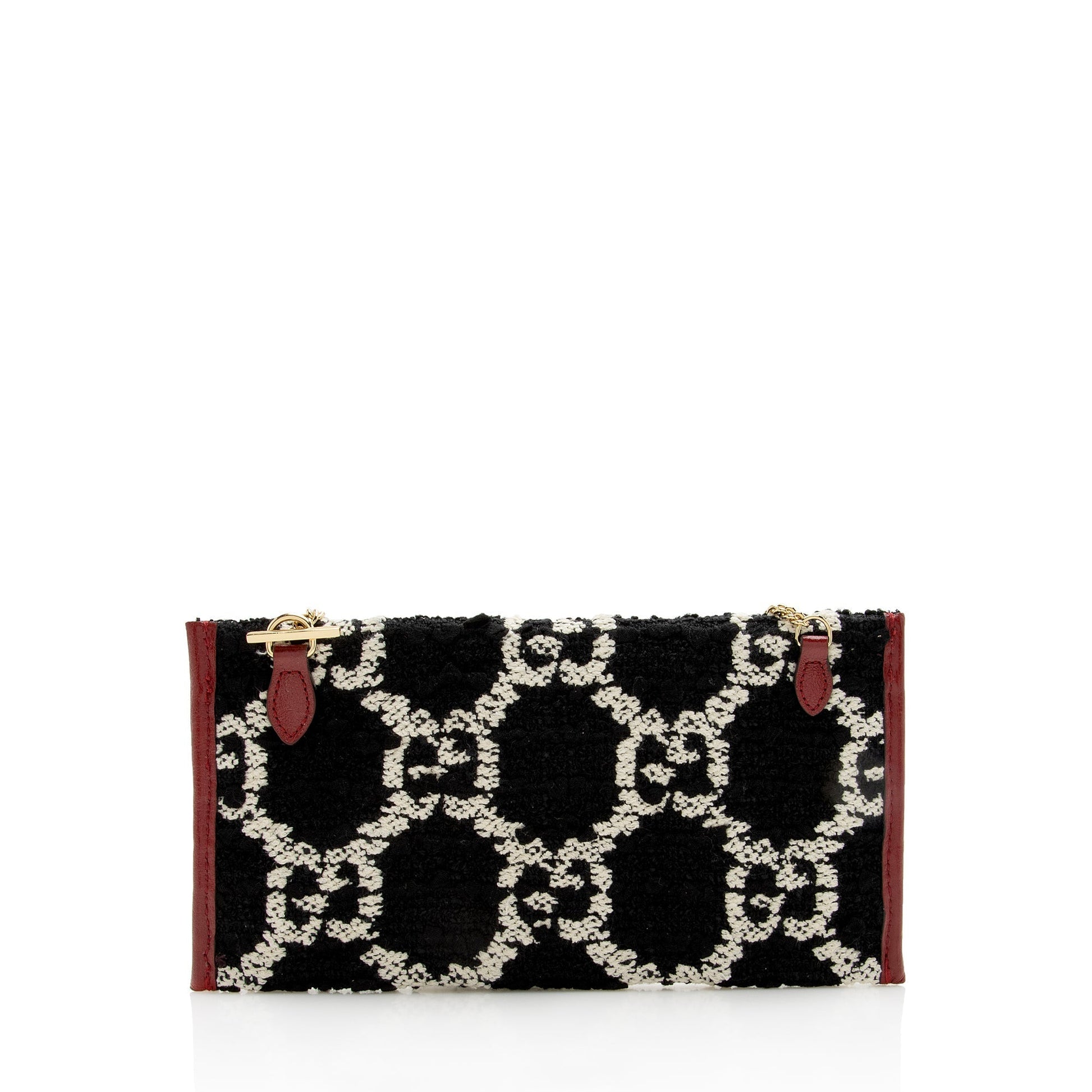 Gucci Tweed Pochette SHF Leather Blue Red Clutch Bag