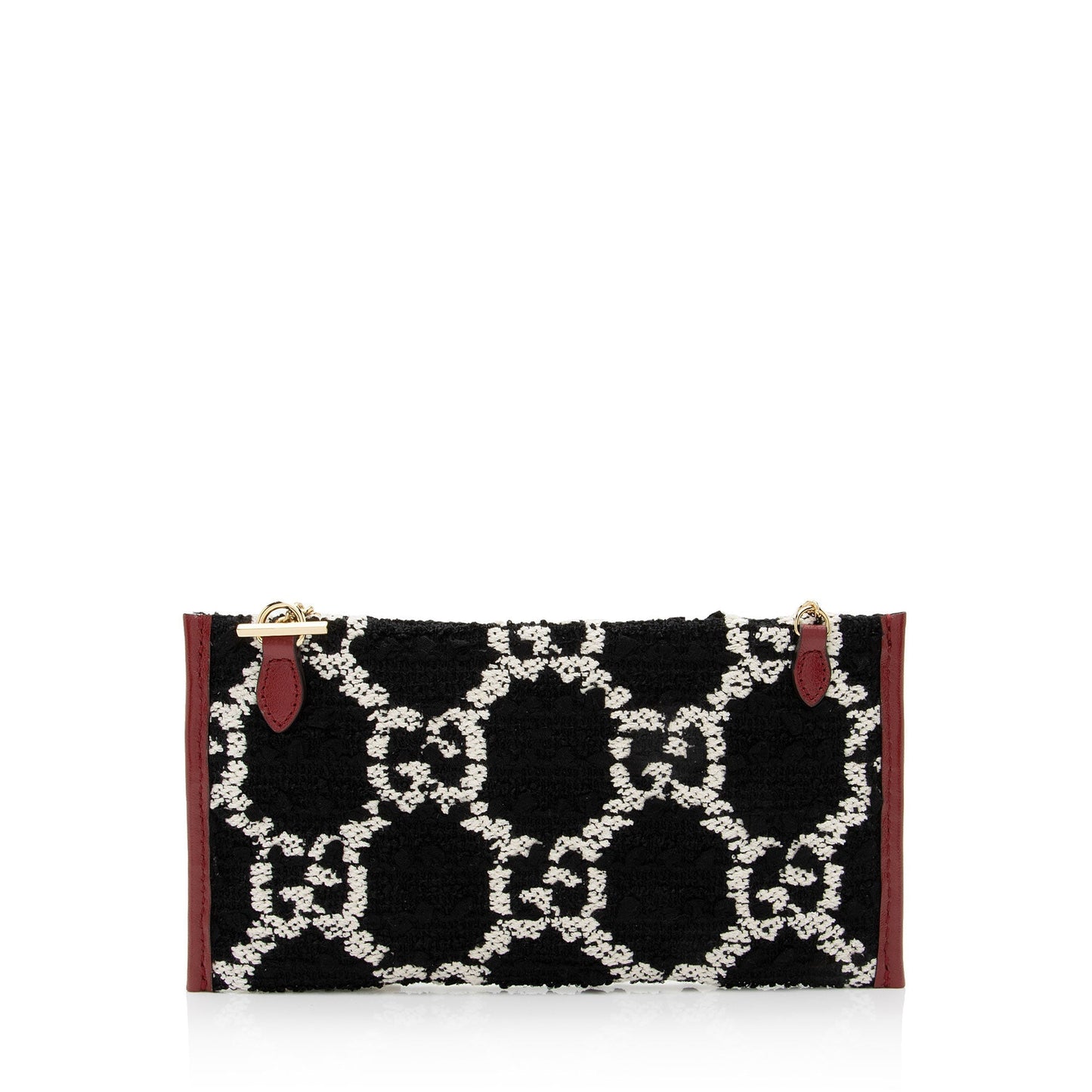 Gucci Tweed Pochette SHF-CithkJ Leather Black White Red Clutch Bag
