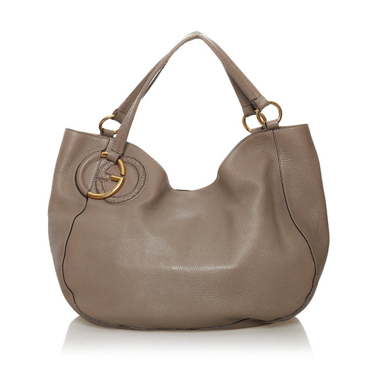 Gucci Twill SHG Leather Calf Grey Tote Bag