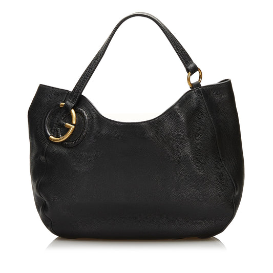 Gucci Twill SHG Leather Calf Black Tote Bag