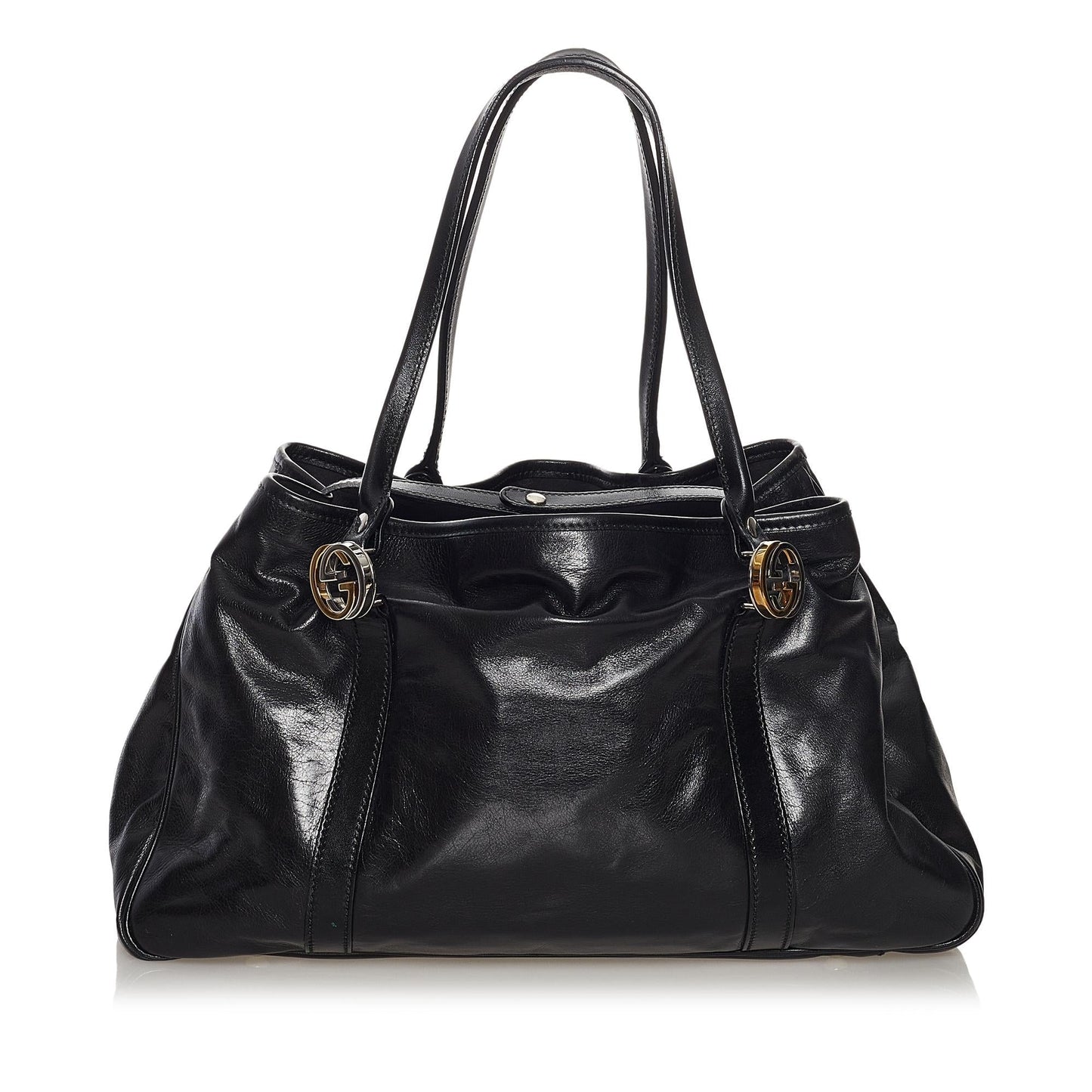 Gucci Twin SHG Leather Calf Black Tote Bag