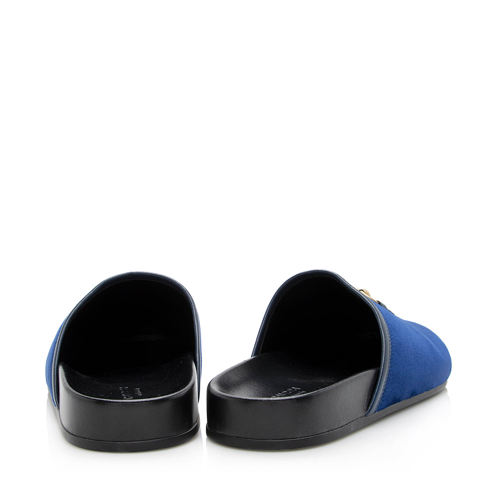 Gucci Velvet Horsebit Mules - Size Leather Black Blue Shoes