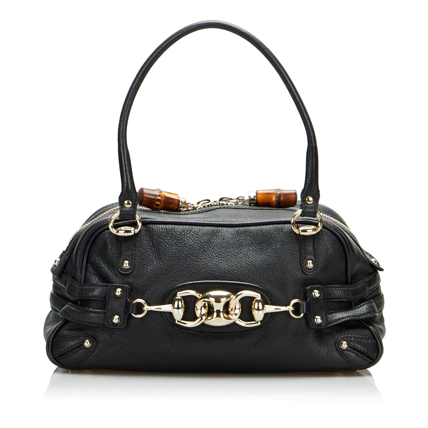Gucci Wave SHG-2LCSds Calf Black Satchel Bag