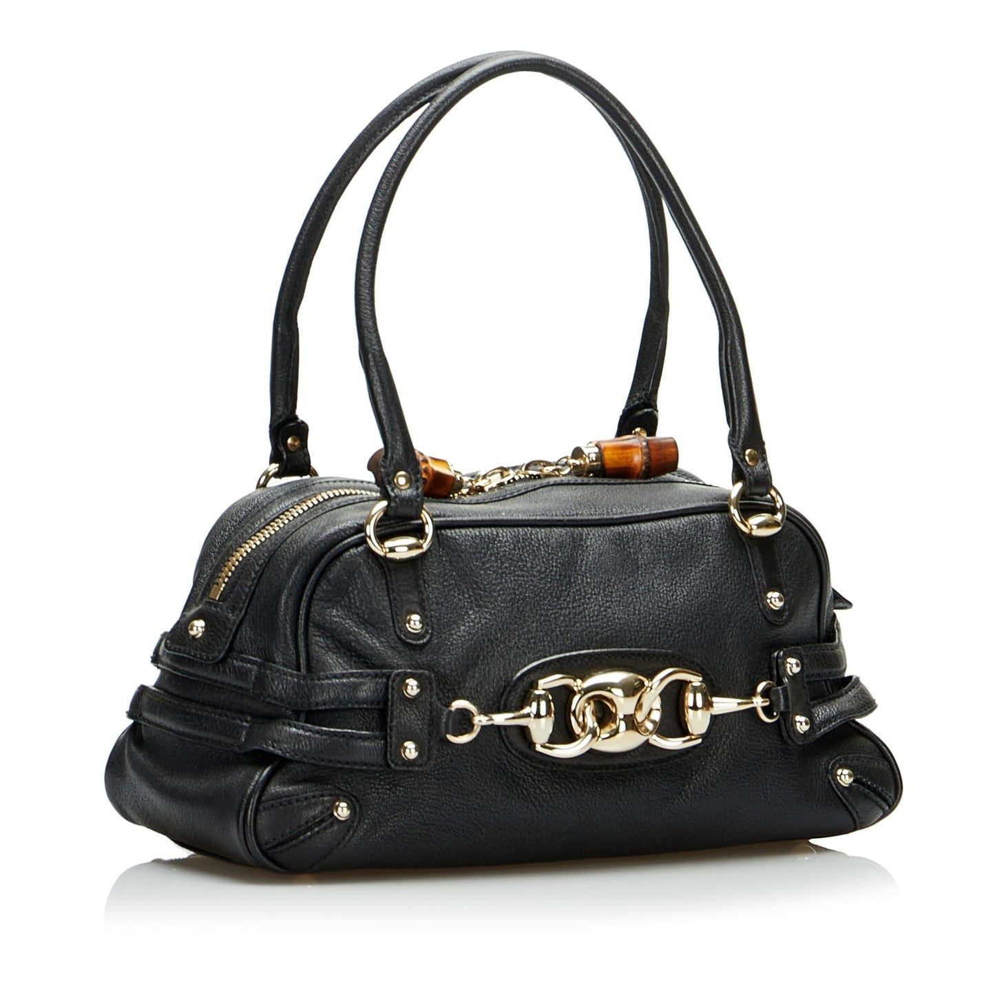 Gucci Wave SHG-2LCSds Calf Black Satchel Bag