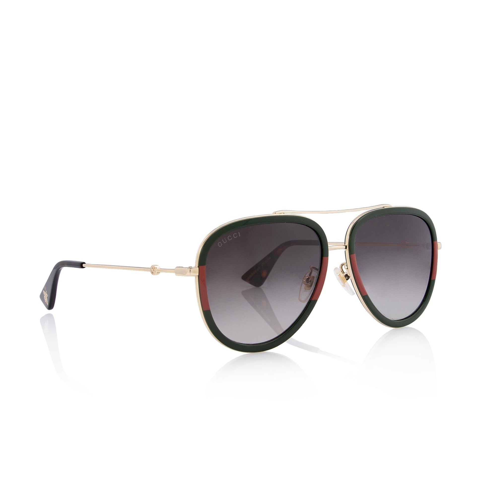 Gucci Web Aviator Sunglasses SHF Red Green Gold Accessory Sunglasses Shf