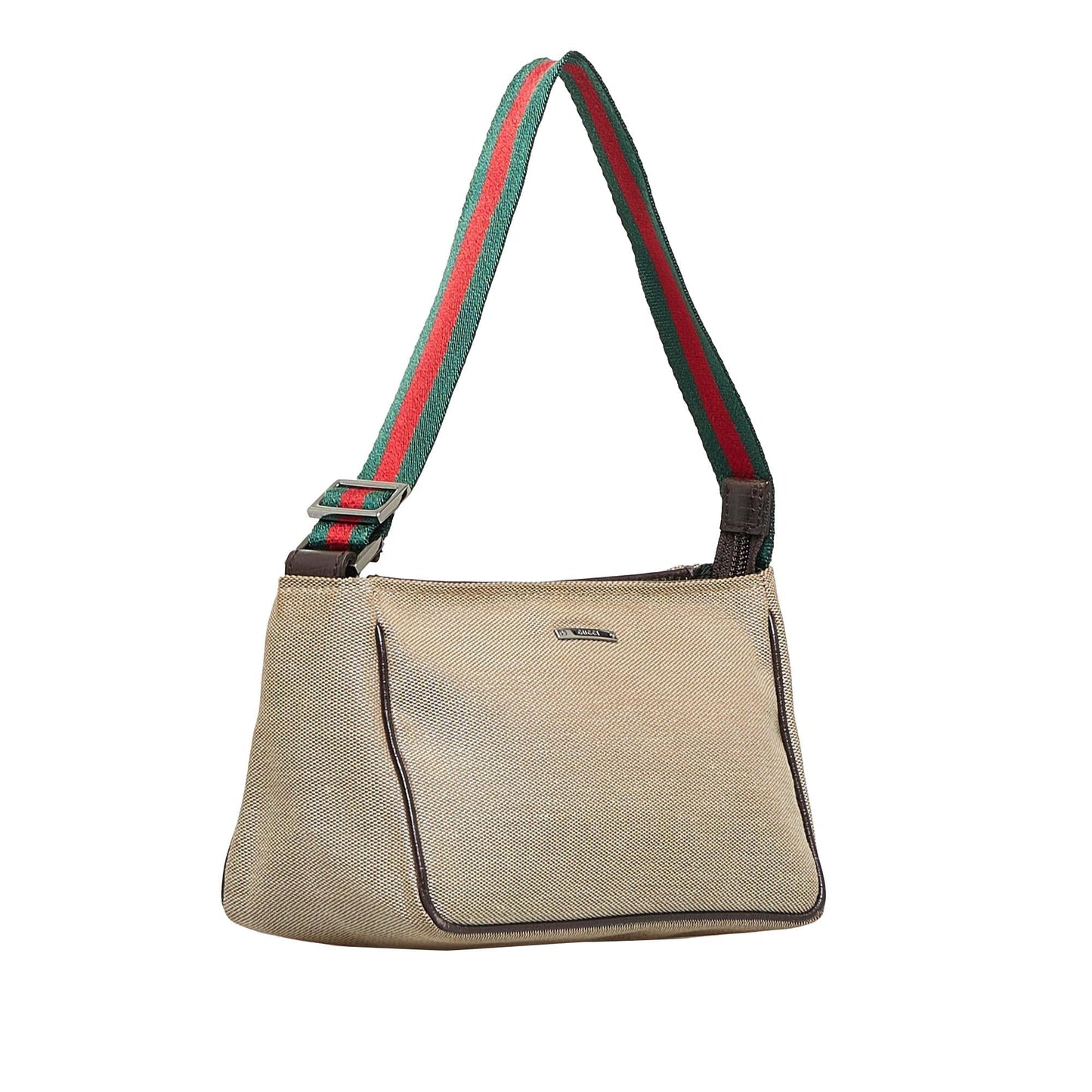 Gucci Web Baguette SHG-ixhSpc Canvas Brown Handbag