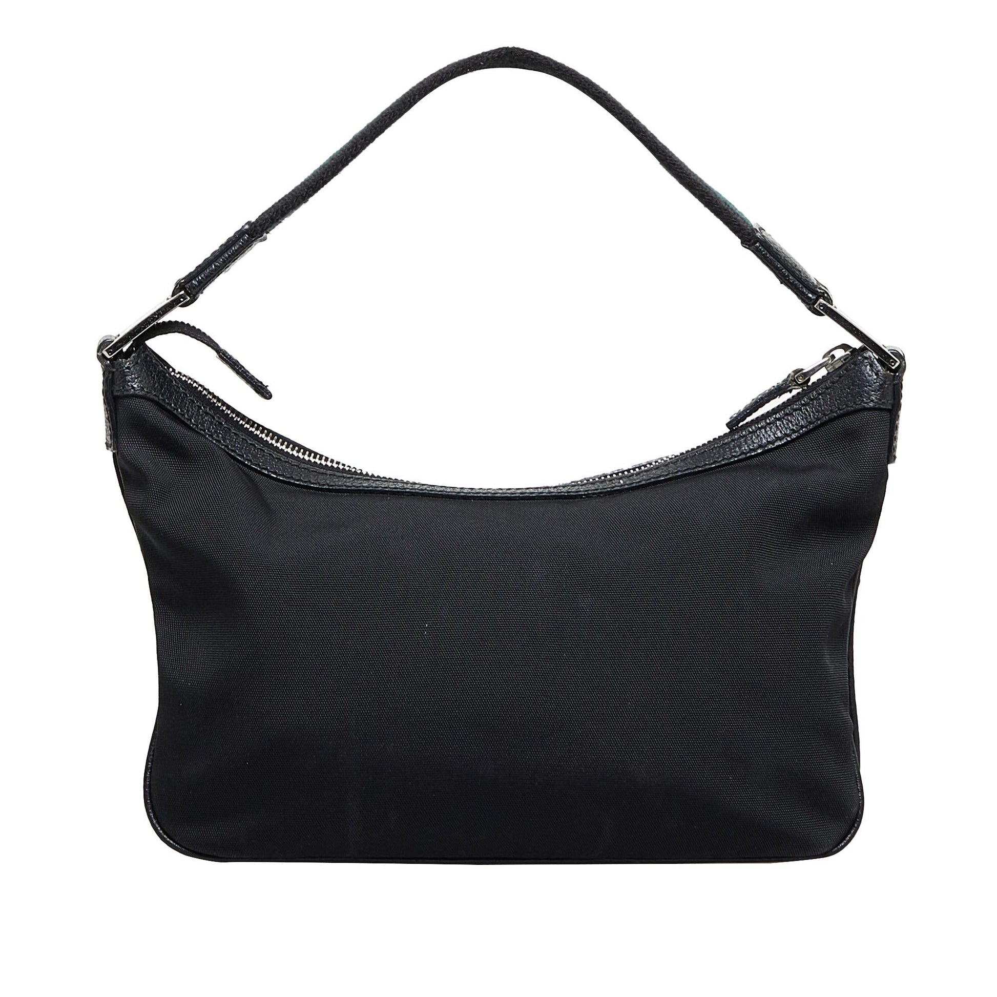 Gucci Web Baguette SHG-GaxQD5 Nylon Calf Black Handbag