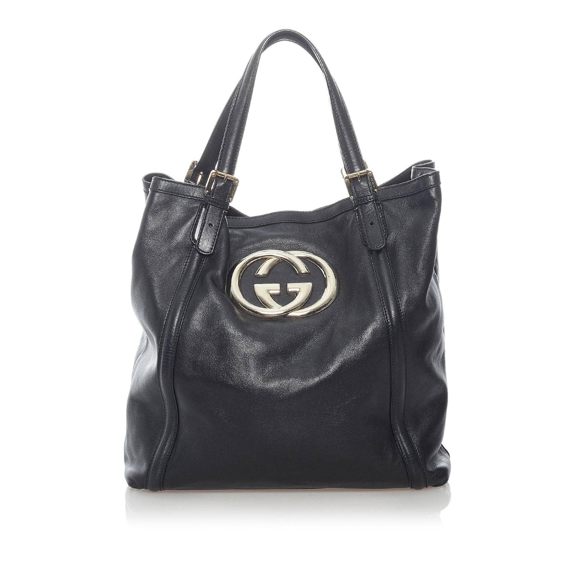 Gucci Web Britt SHG Leather Calf Black Tote Bag