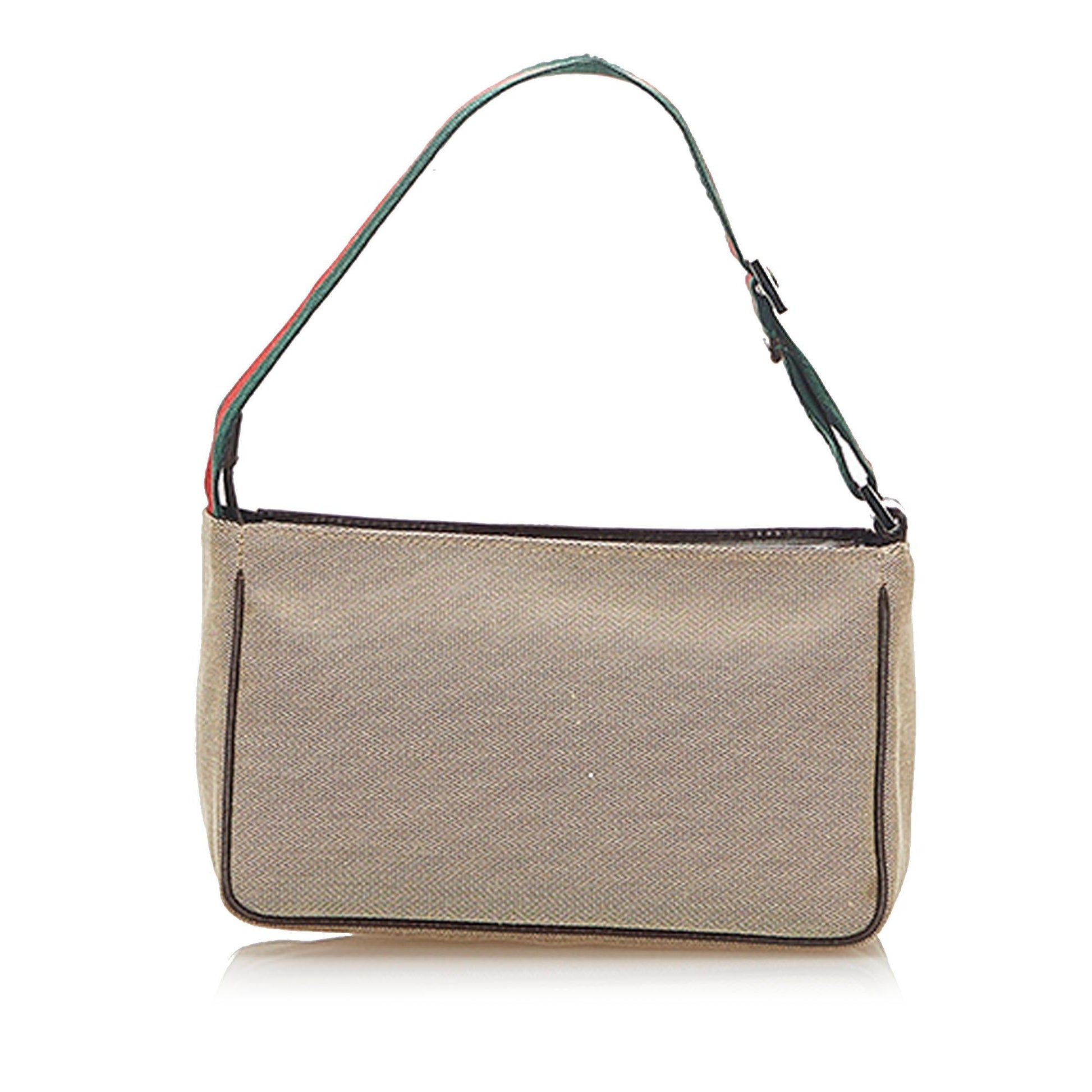 Gucci Web Baguette SHG Canvas Brown Handbag