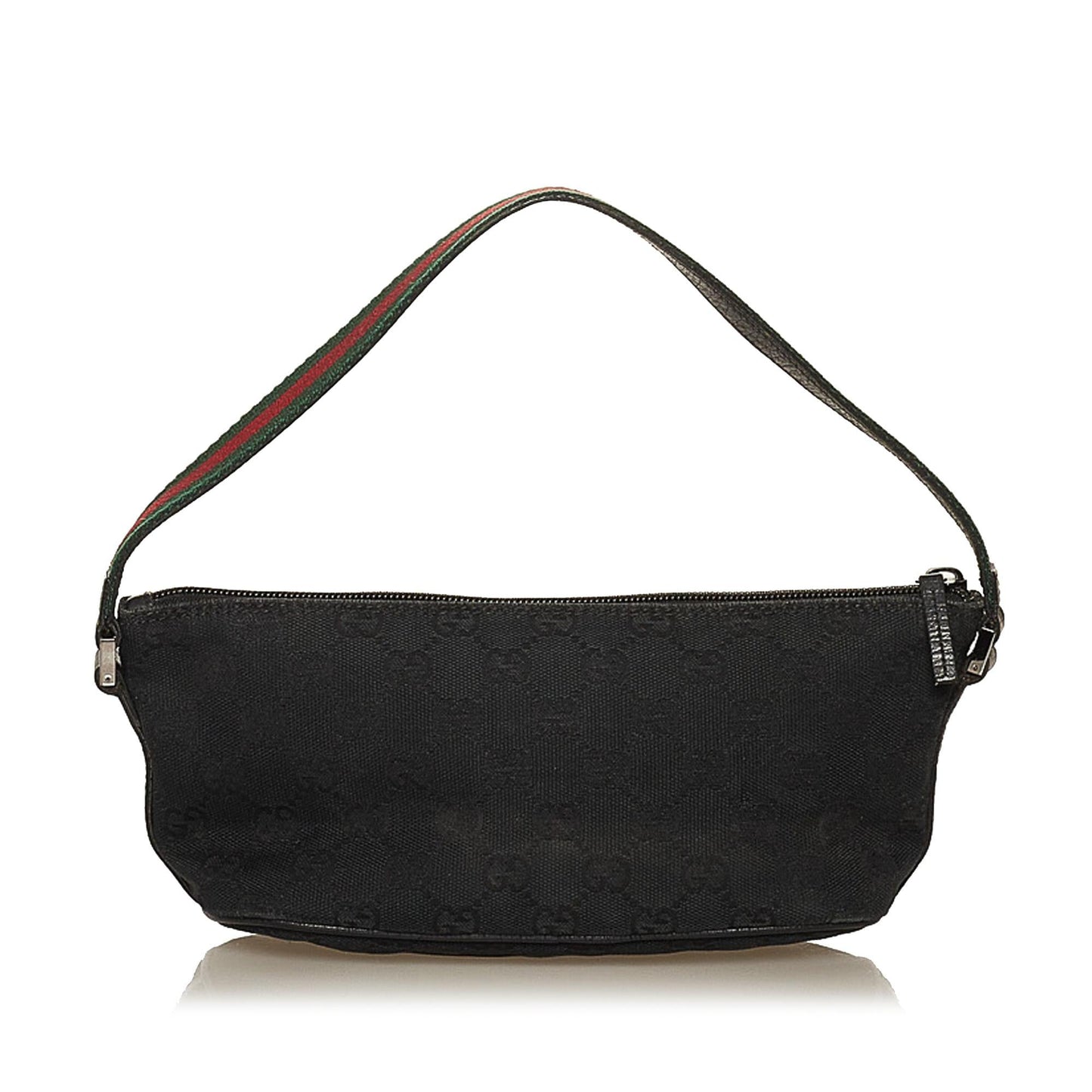 Gucci Web Boat Baguette SHG Canvas Black Handbag