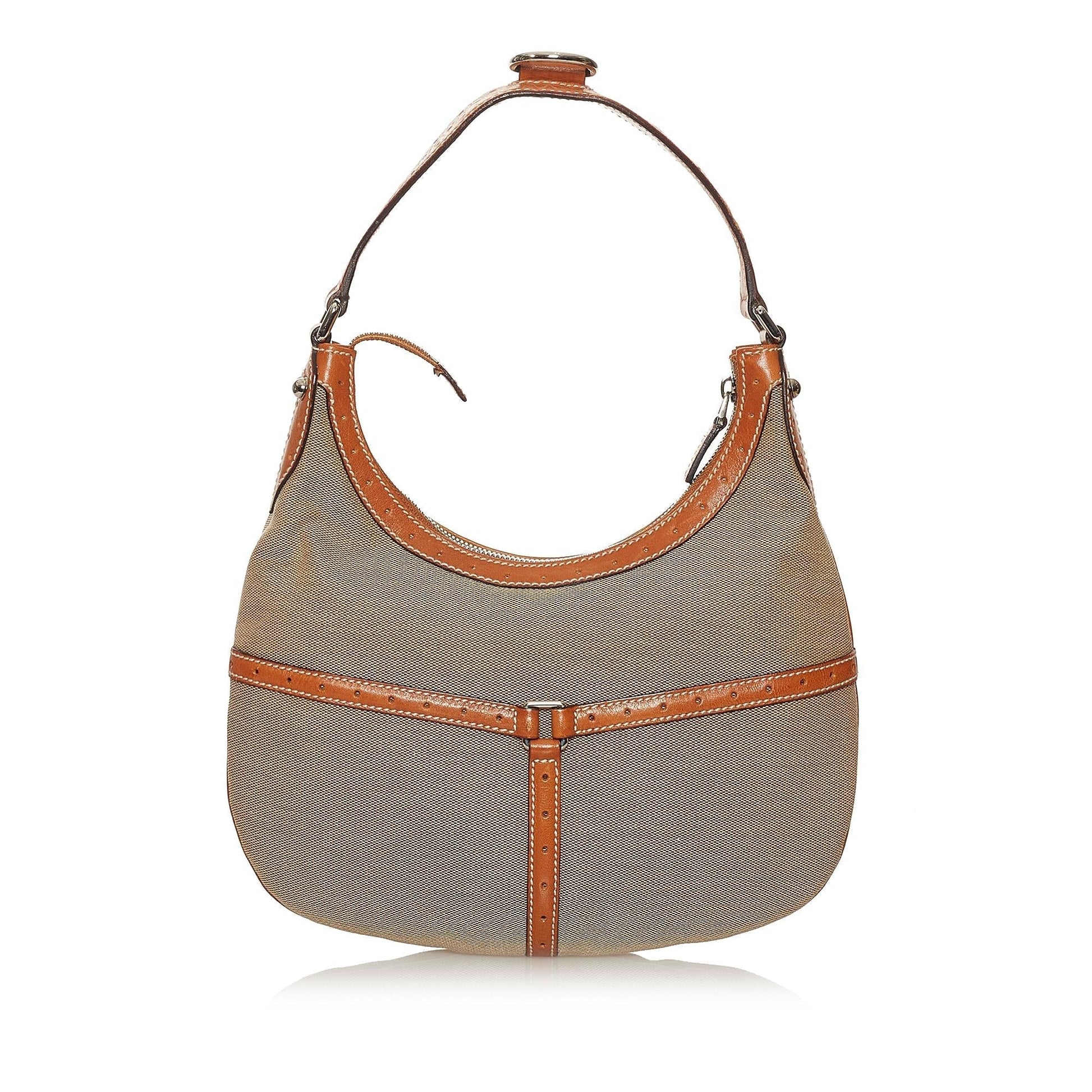 Gucci Web Reins SHG Canvas Brown Shoulder Bag