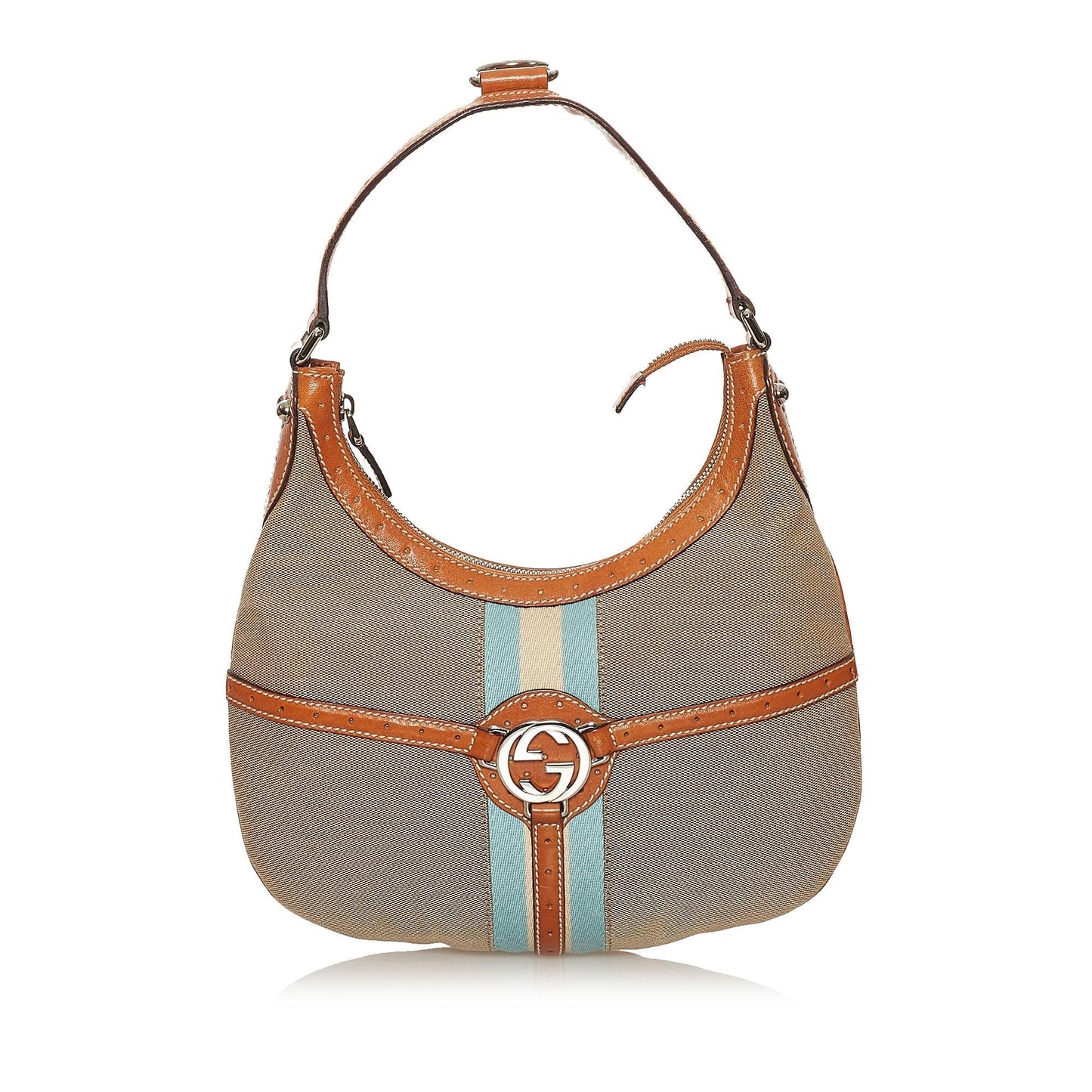 Gucci Web Reins SHG Canvas Brown Shoulder Bag