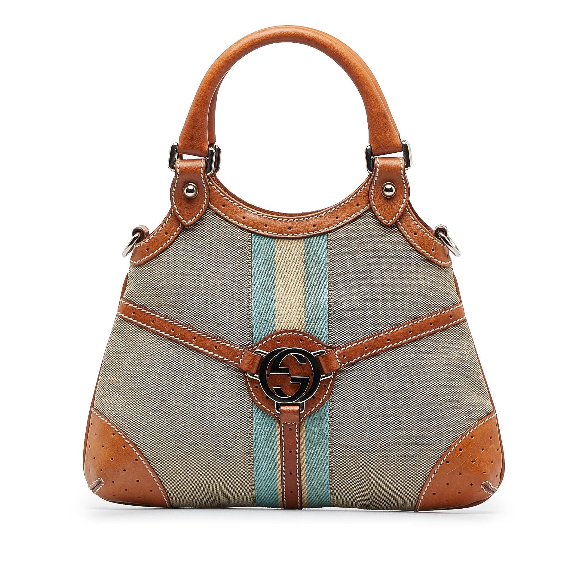 Gucci Web Reins SHG-wUoDp0 Canvas Brown Satchel Bag