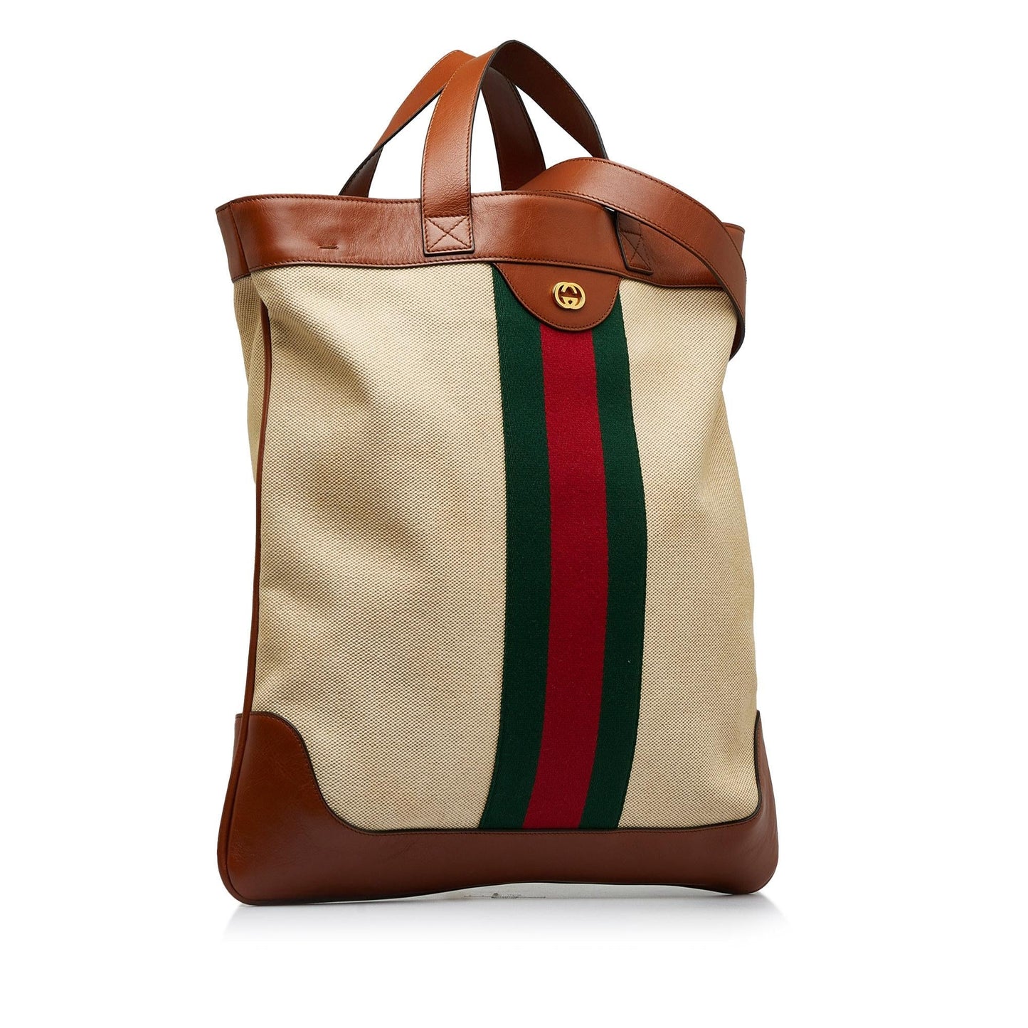 Gucci Web SHG-g41Sc1 Canvas Brown Satchel Bag