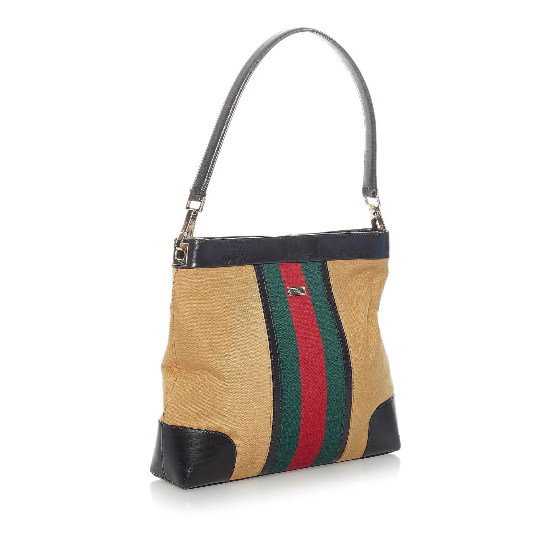 Gucci Web SHG Canvas Calf Brown Shoulder Bag