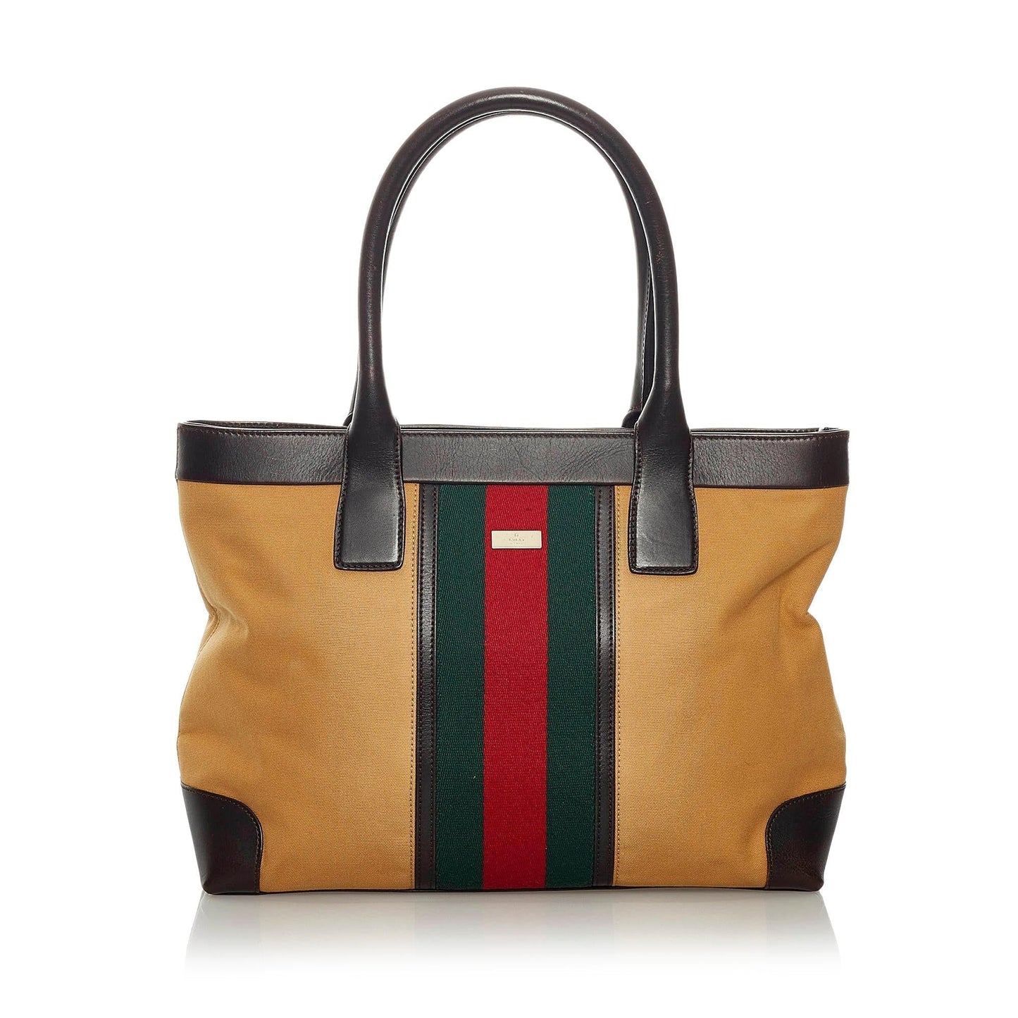 Gucci Web SHG Canvas Brown Tote Bag Bag Shg