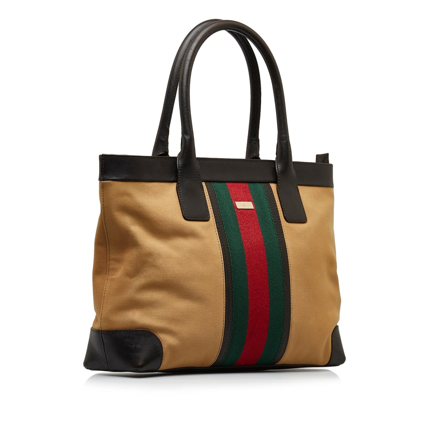 Gucci Web SHG-qyC5YN Canvas Calf Brown Tote Bag