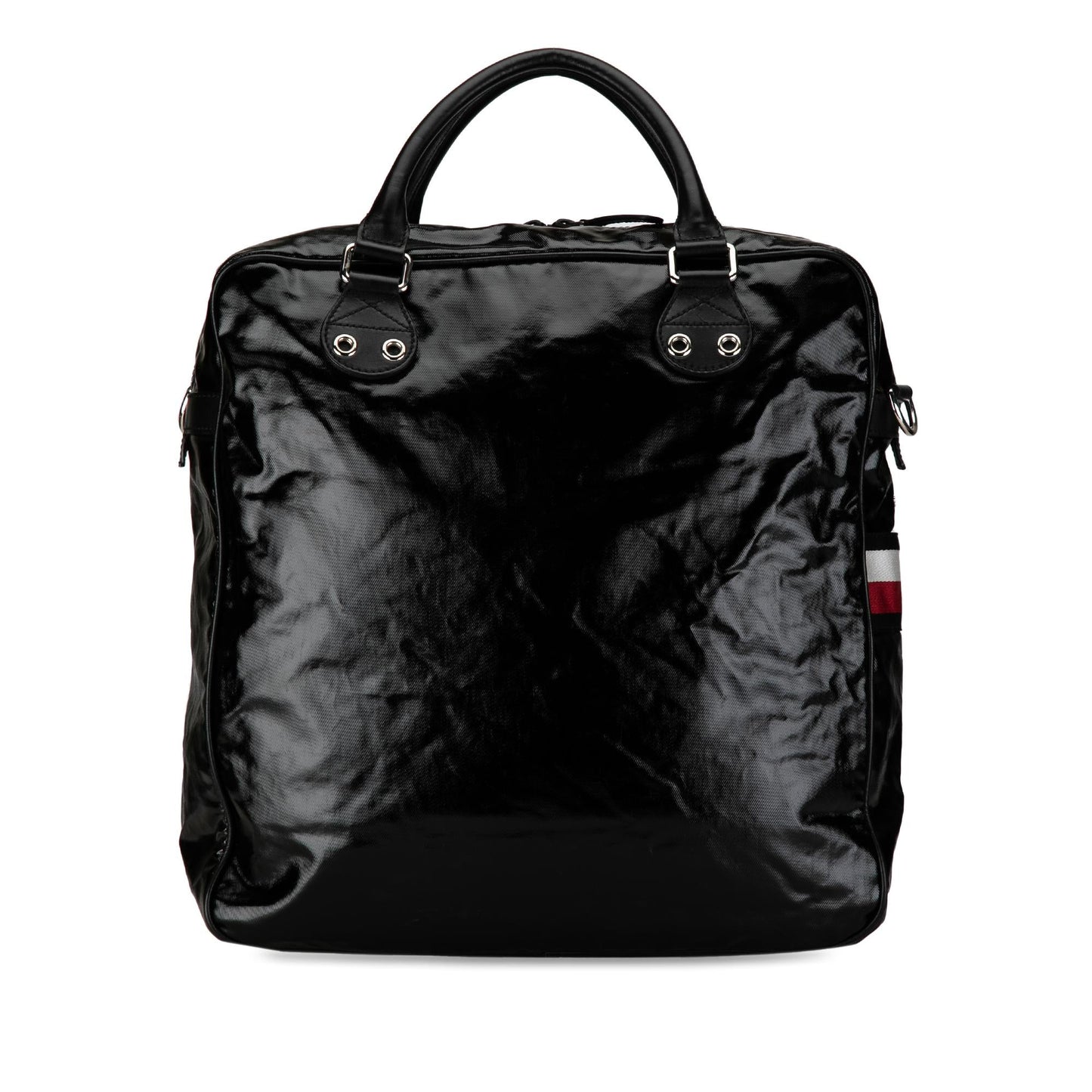 Gucci Web Coated Canvas Calf Black Satchel Bag Canvas Satchel