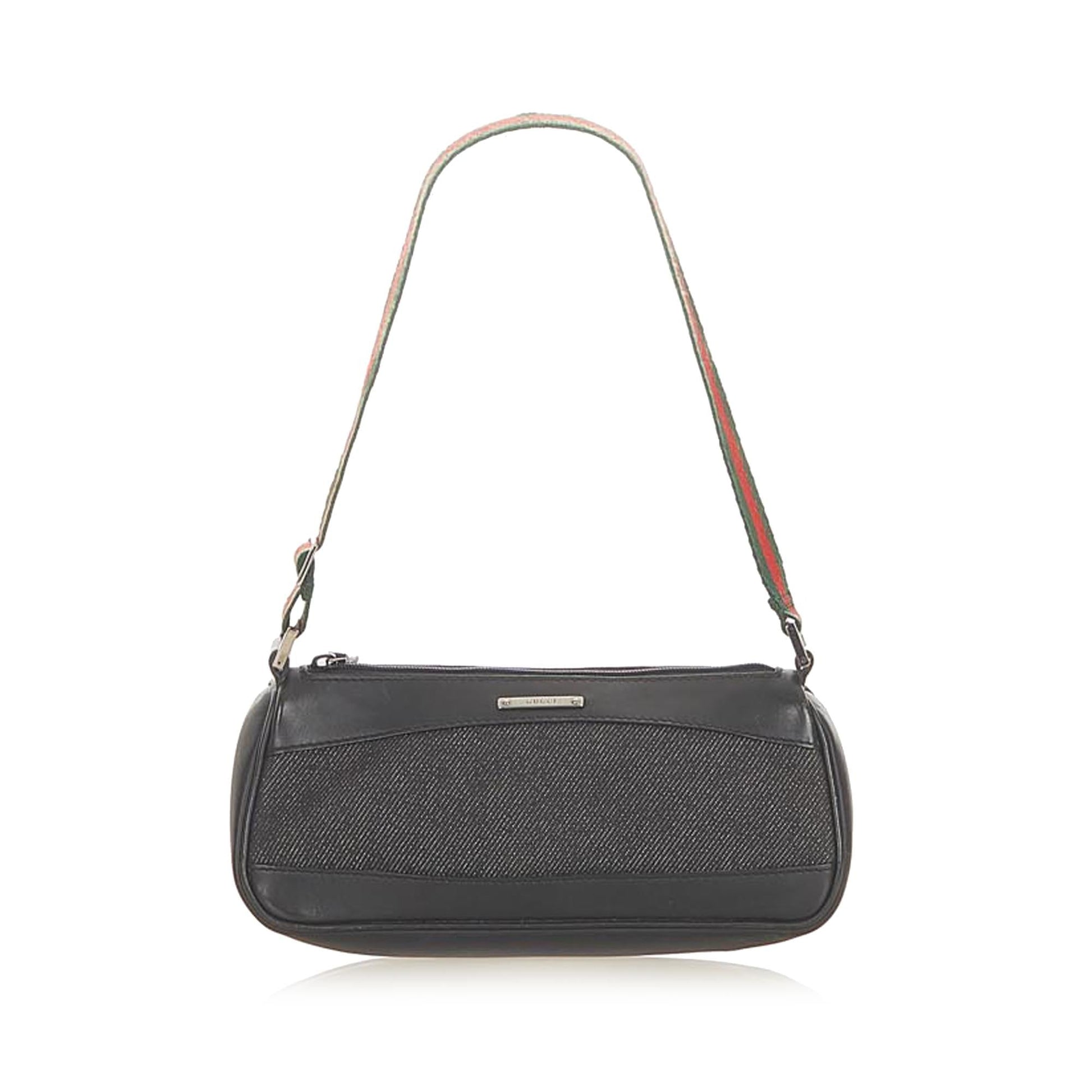 Gucci Web Baguette SHG Denim Black Handbag