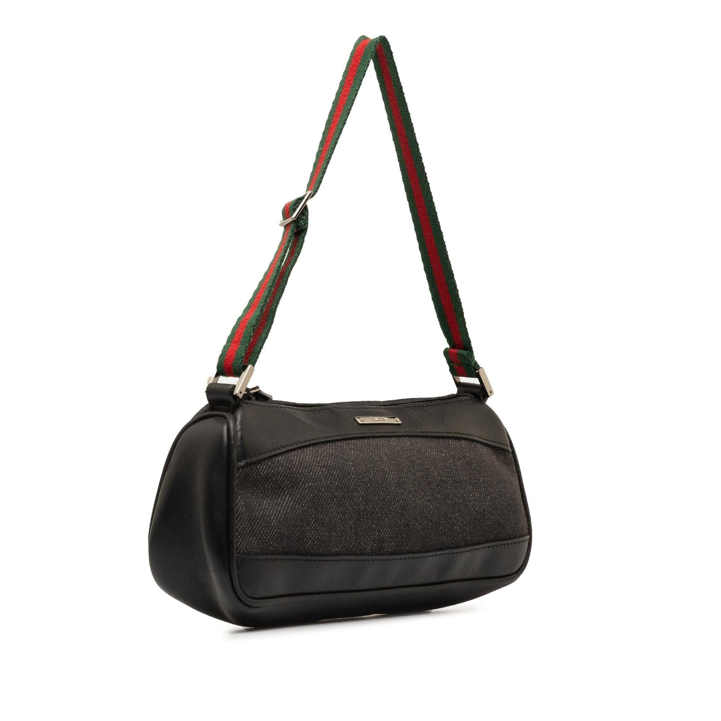 Gucci Web Baguette SHG-dFZzPv Denim Black Handbag