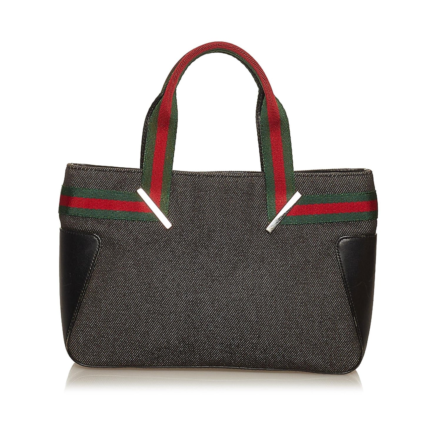 Gucci Web SHG Denim Black Satchel Bag Handbag Shg