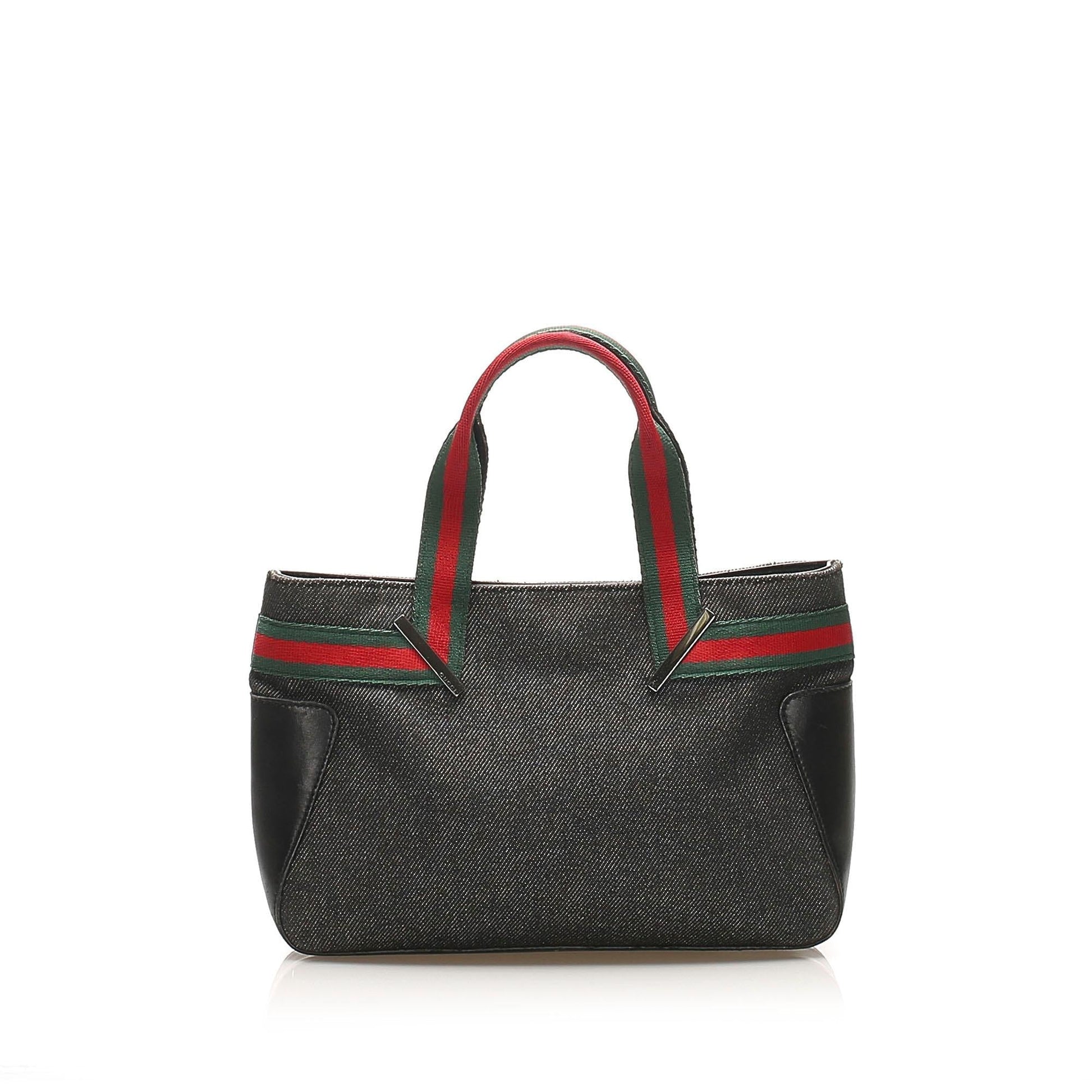 Gucci Web SHG Denim Black Tote Bag