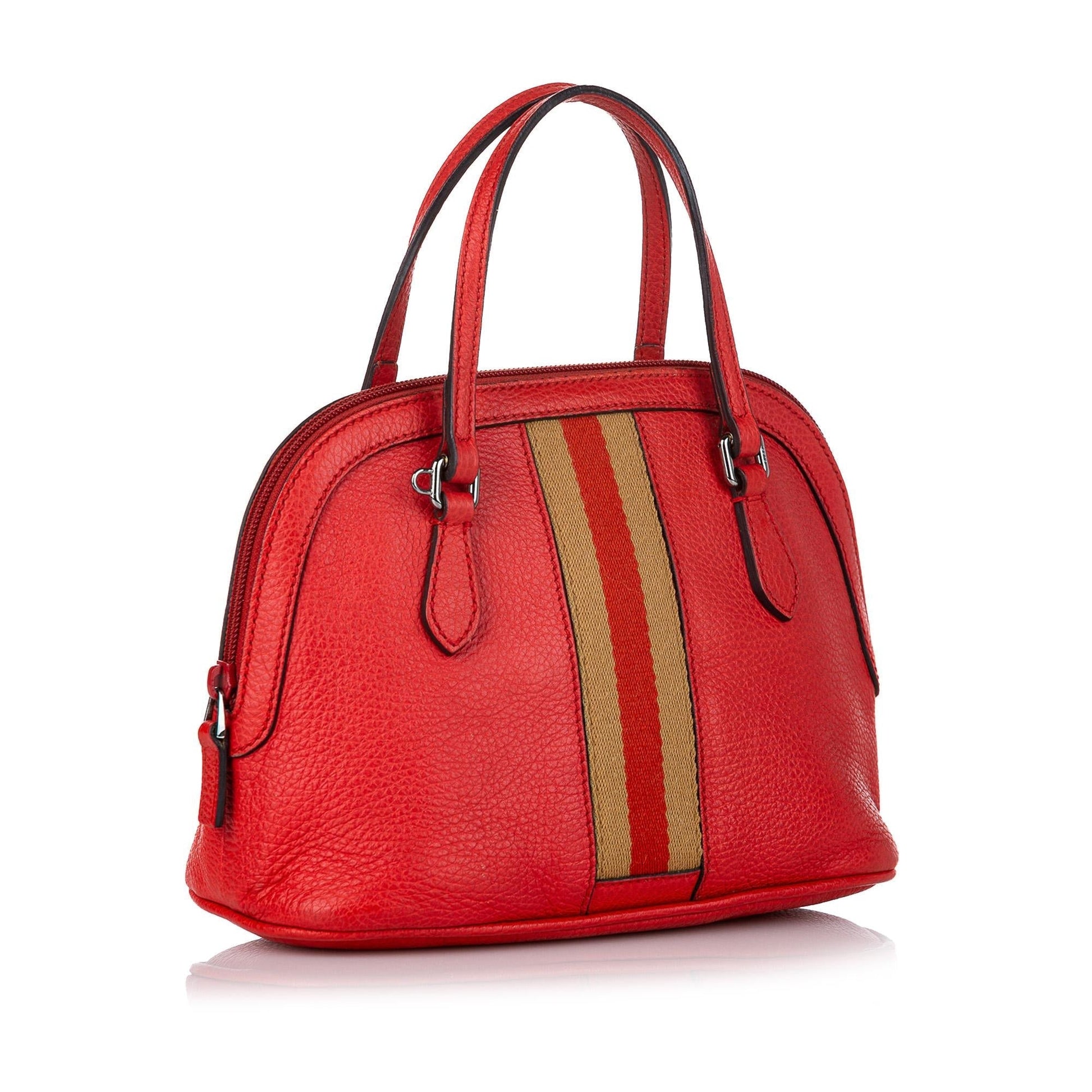 Gucci Web Dome SHG Leather Calf Brown Red Shoulder Bag