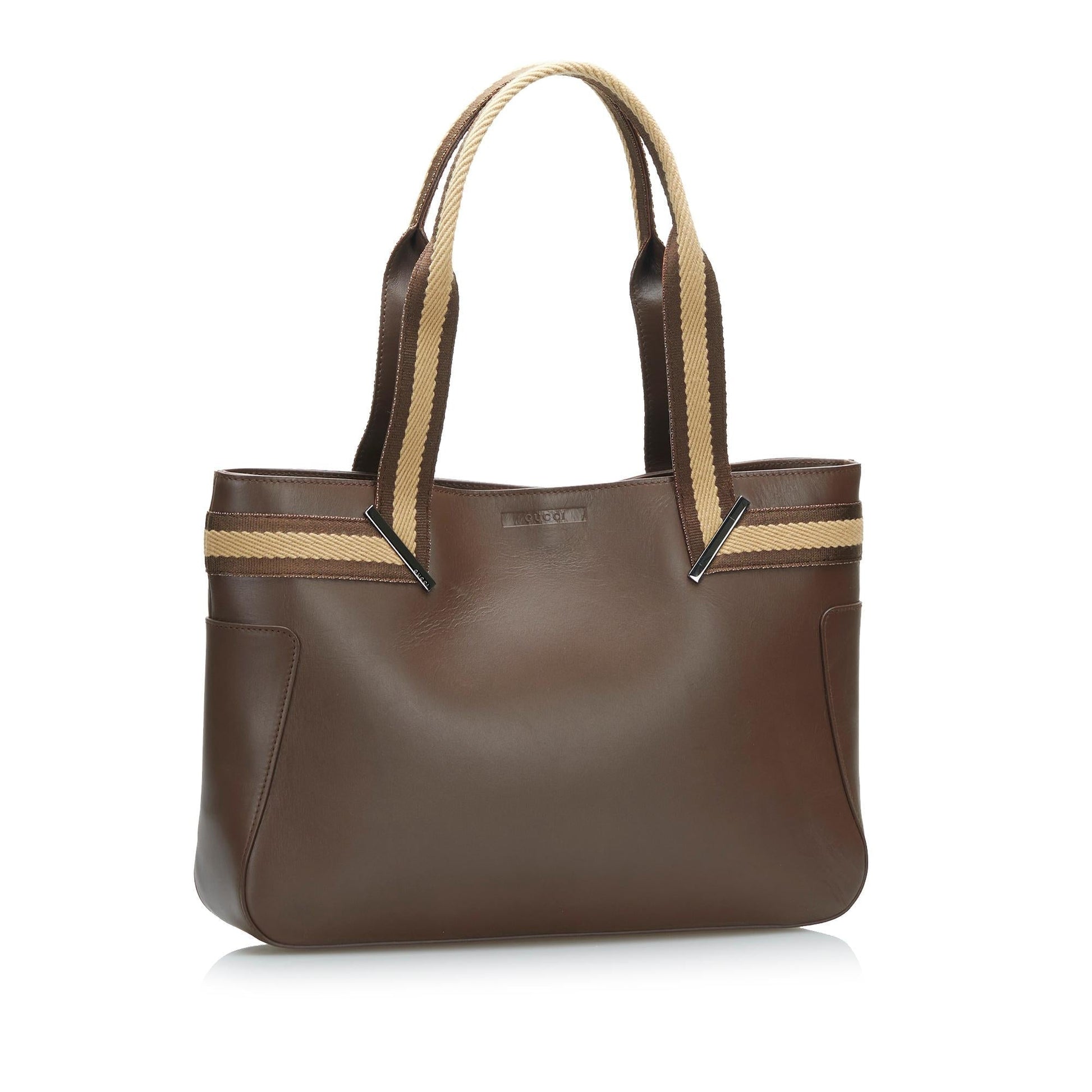 Gucci Web SHG-mXClJJ Calf Brown Satchel Bag